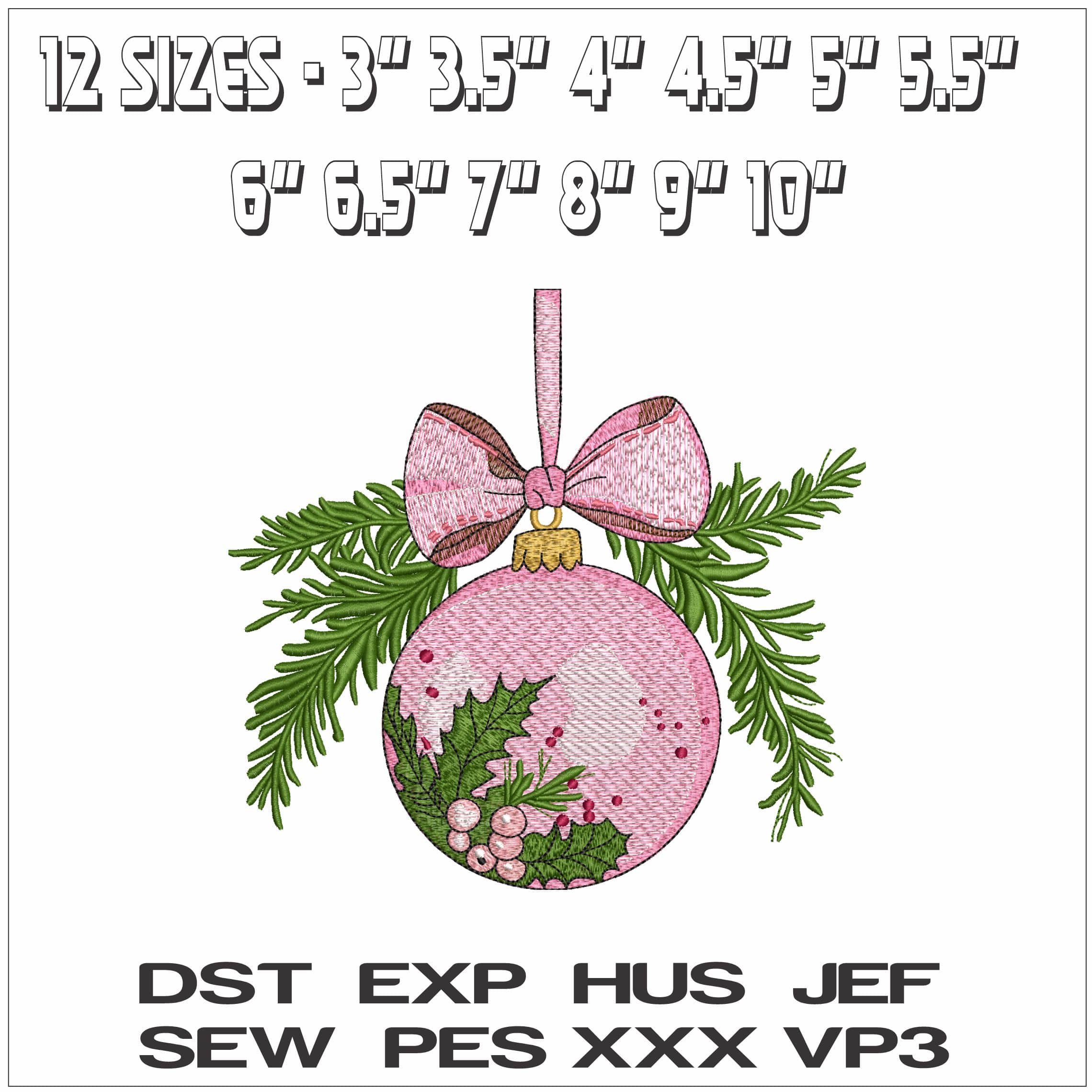 Christmas Bauble Firs- Elegant embroidery design file - instant download — view 2