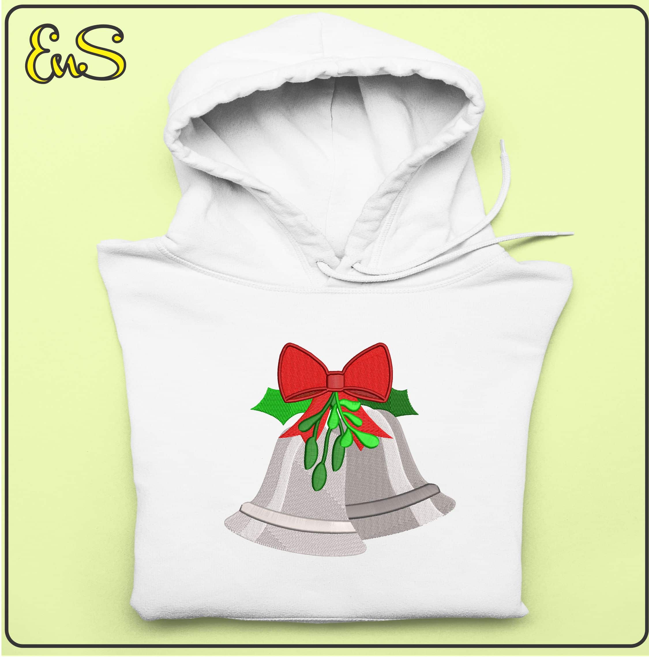 Christmas Bells- Elegant embroidery design file - instant download — view 4