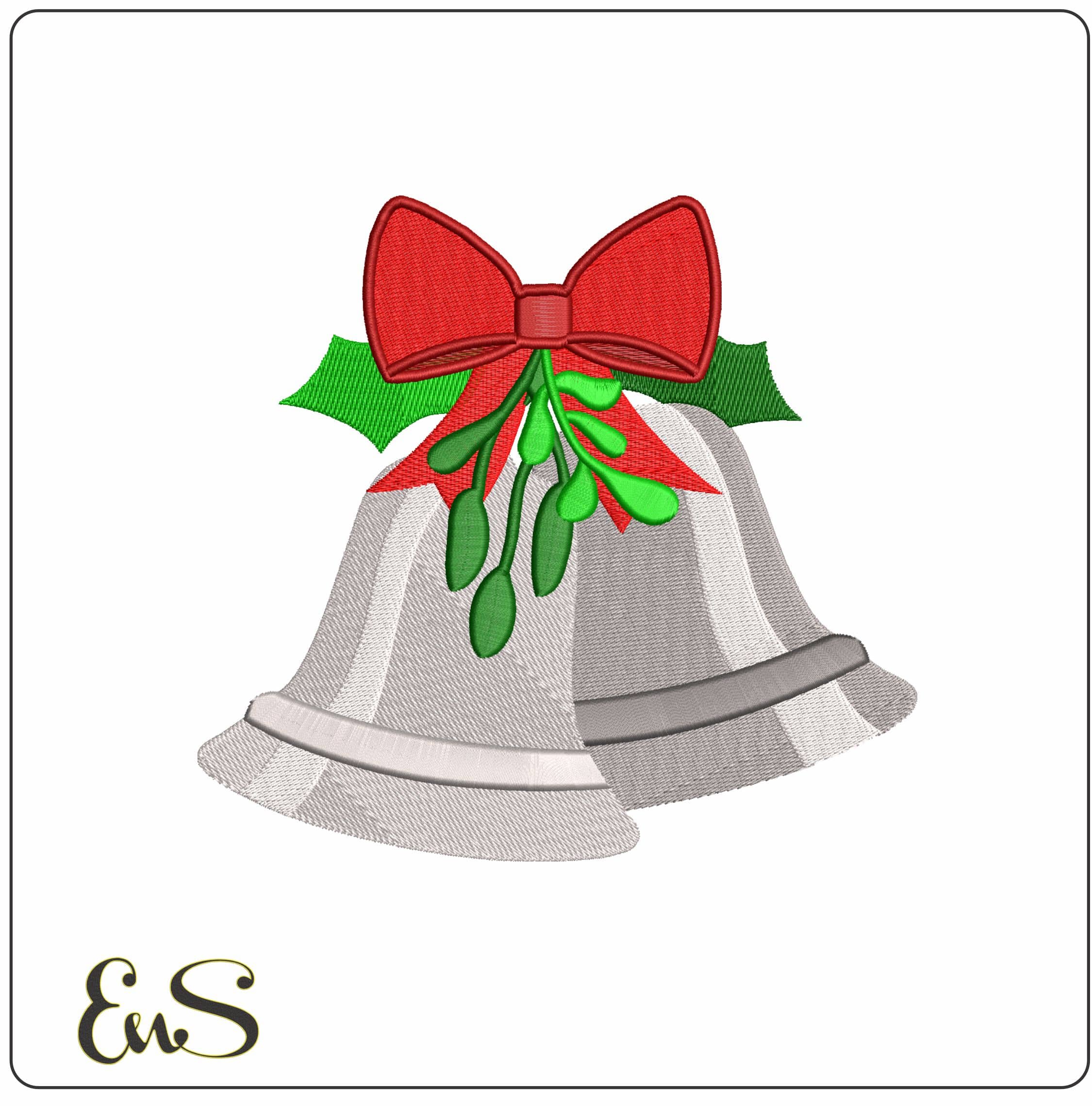 Christmas Bells- Elegant embroidery design file - instant download