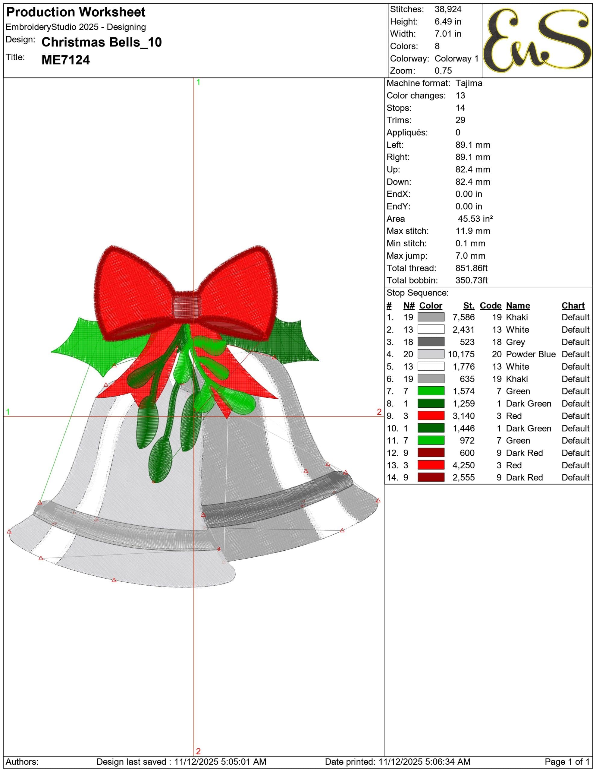 Christmas Bells- Elegant embroidery design file - instant download — view 3