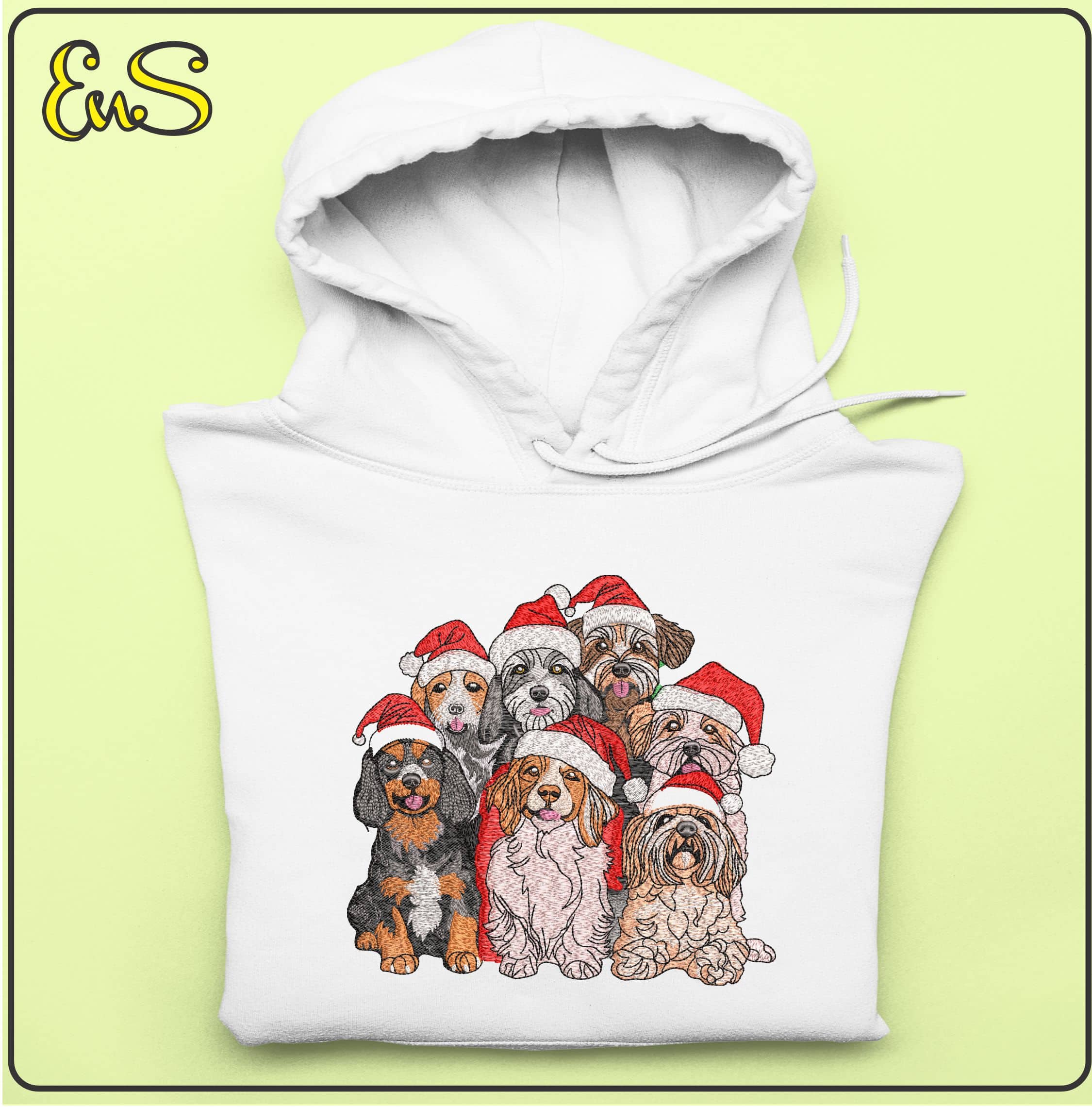 Christmas Dogs- Elegant embroidery design file - instant download — view 5