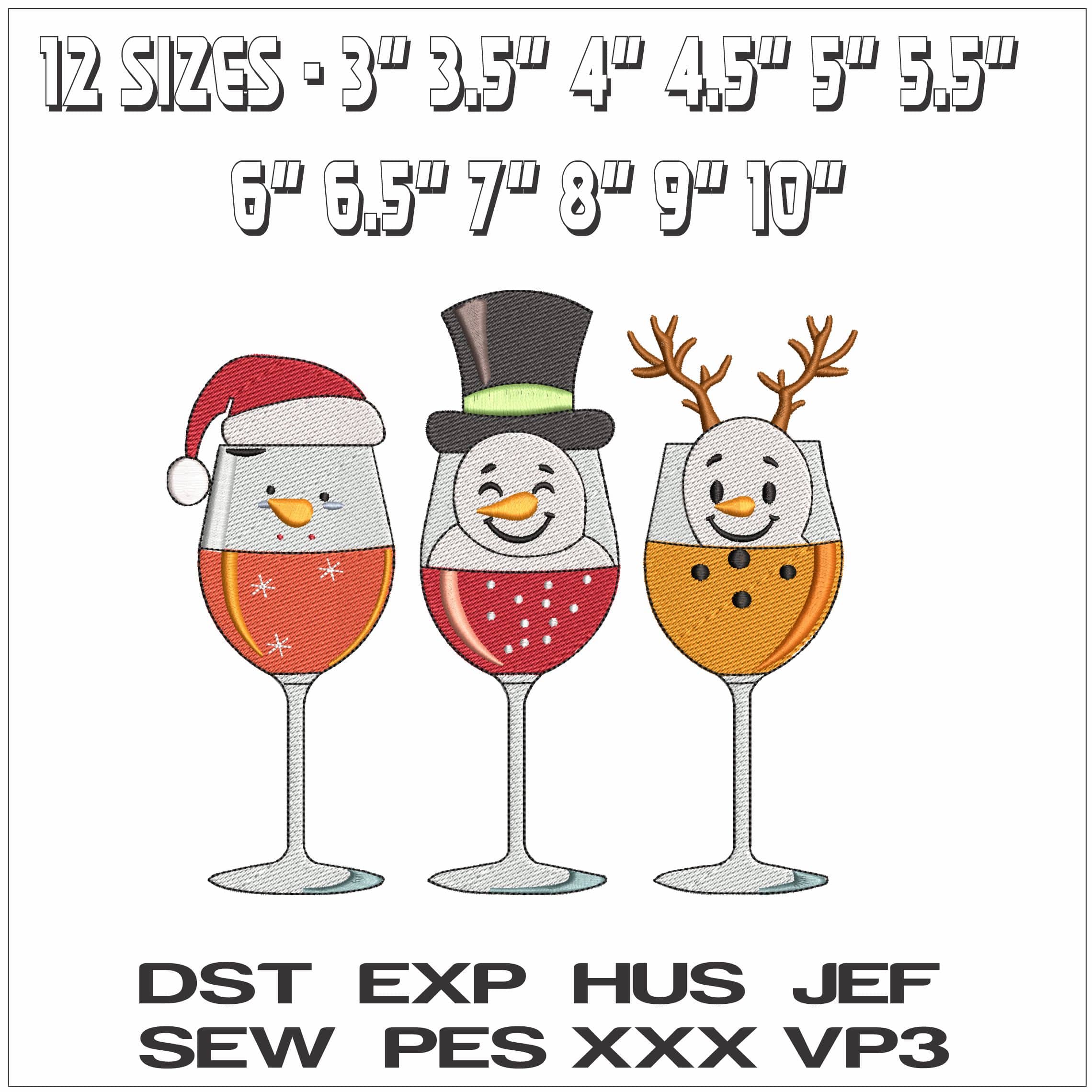 Christmas Drinks- Elegant embroidery design file - instant download — view 2