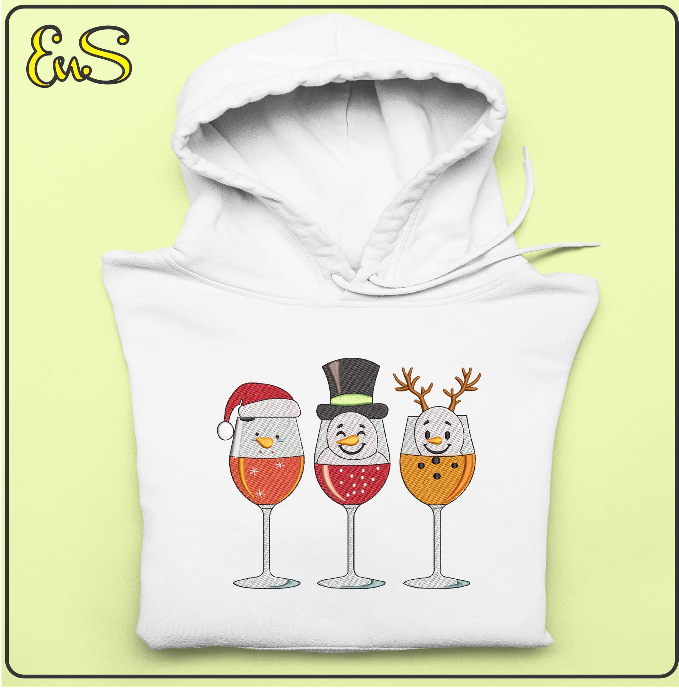 Christmas Drinks- Elegant embroidery design file - instant download — view 4