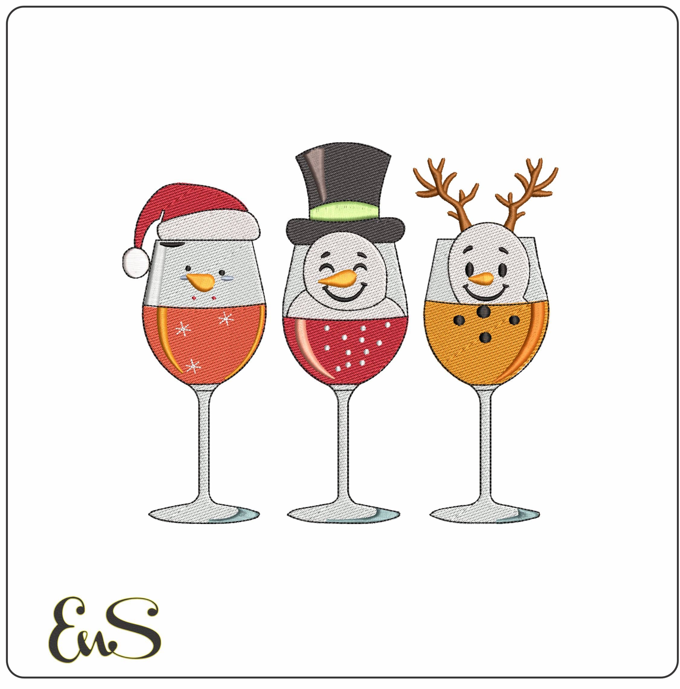 Christmas Drinks- Elegant embroidery design file - instant download