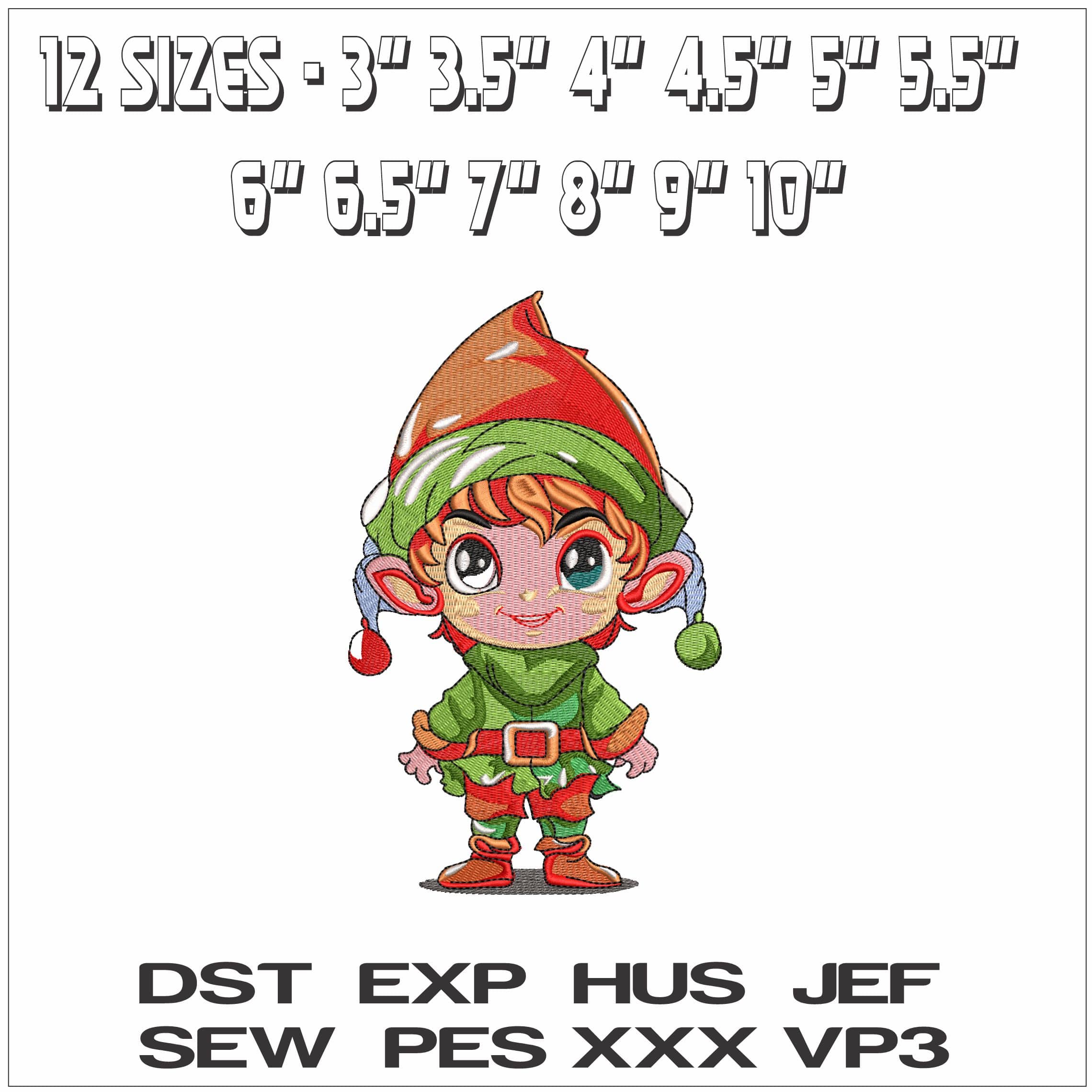 Christmas Elf - Elegant embroidery design file - instant download — view 2
