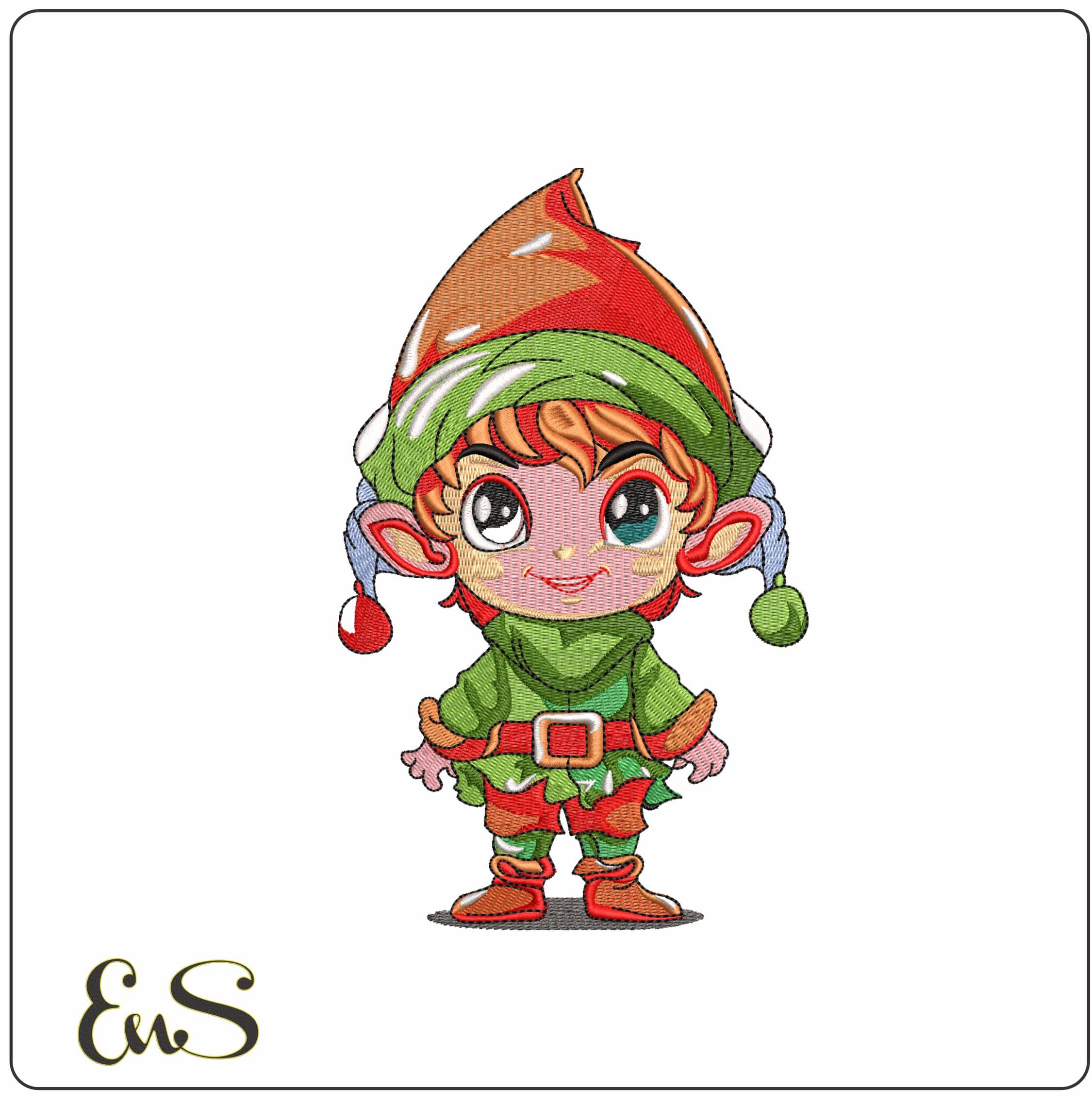 Christmas Elf - Elegant embroidery design file - instant download