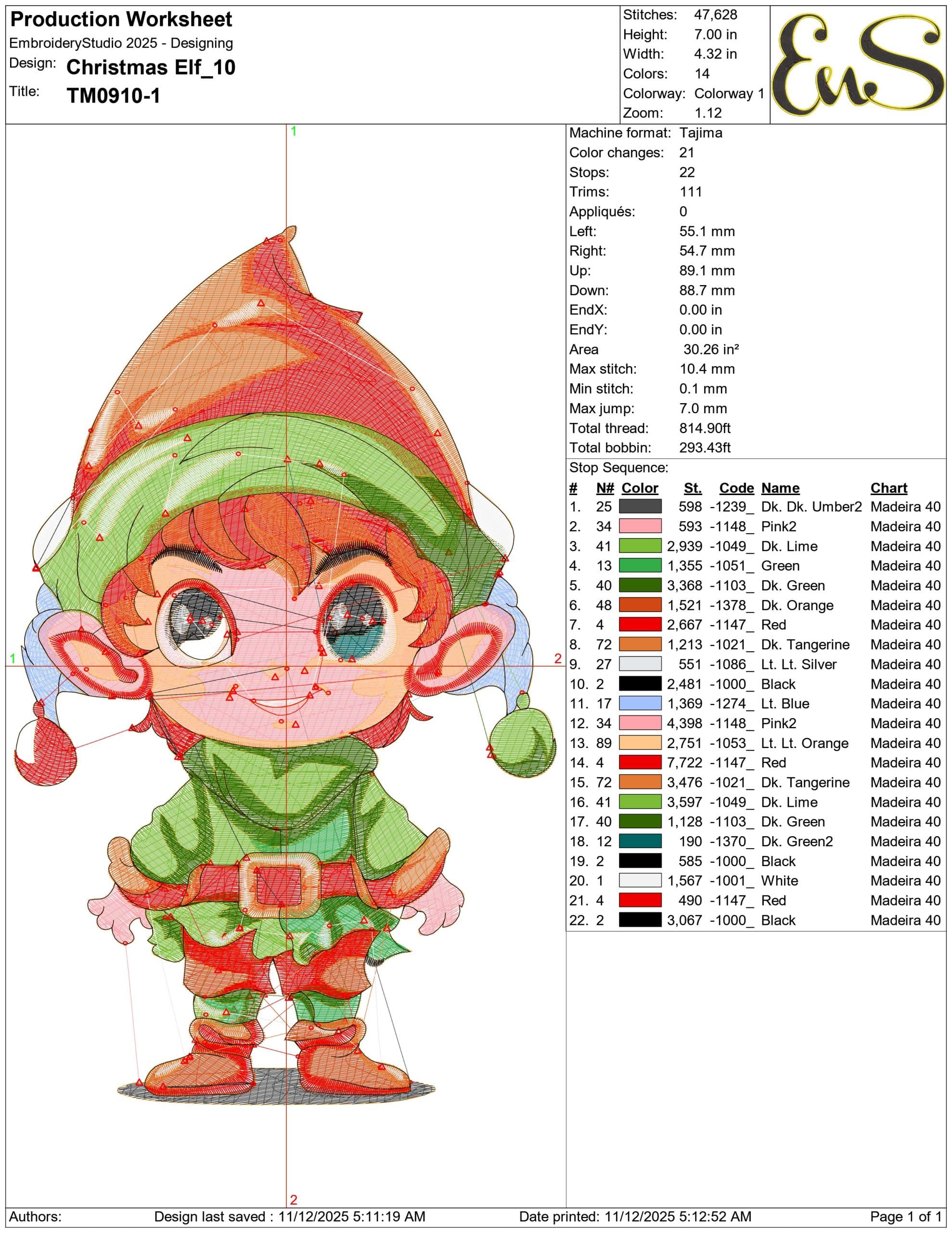 Christmas Elf - Elegant embroidery design file - instant download — view 3