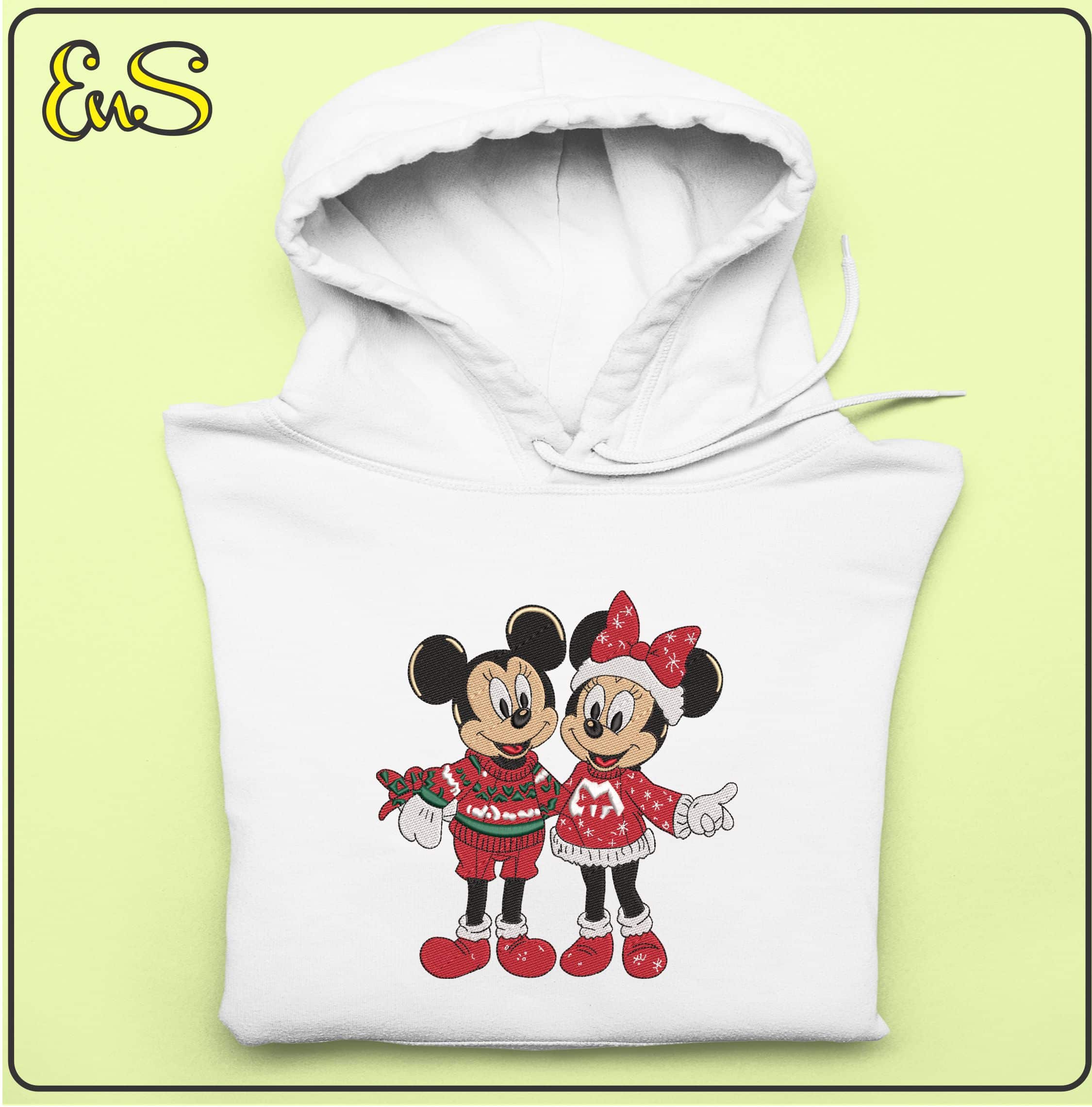 Christmas Jumper Mickey and Minnie Mouse - Elegant embroidery design file - instant download — view 4