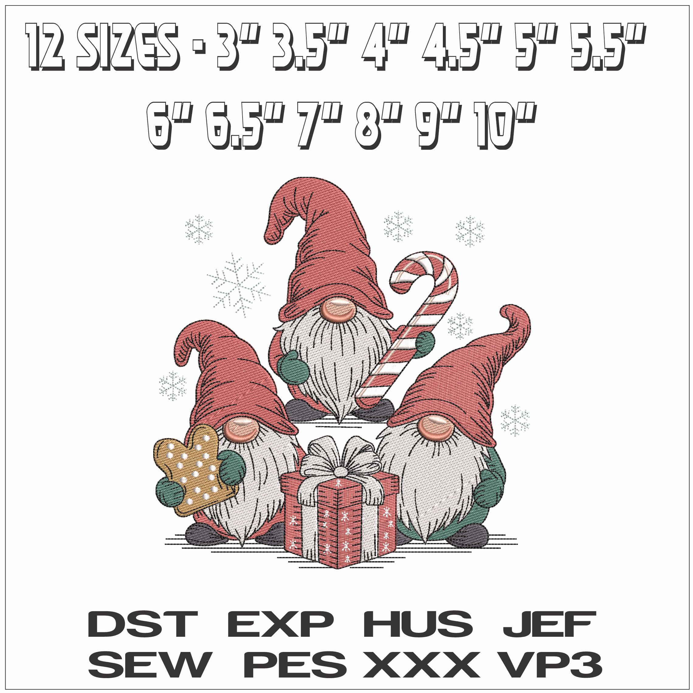 Christmas Knomes  - Elegant embroidery design file - instant download — view 2