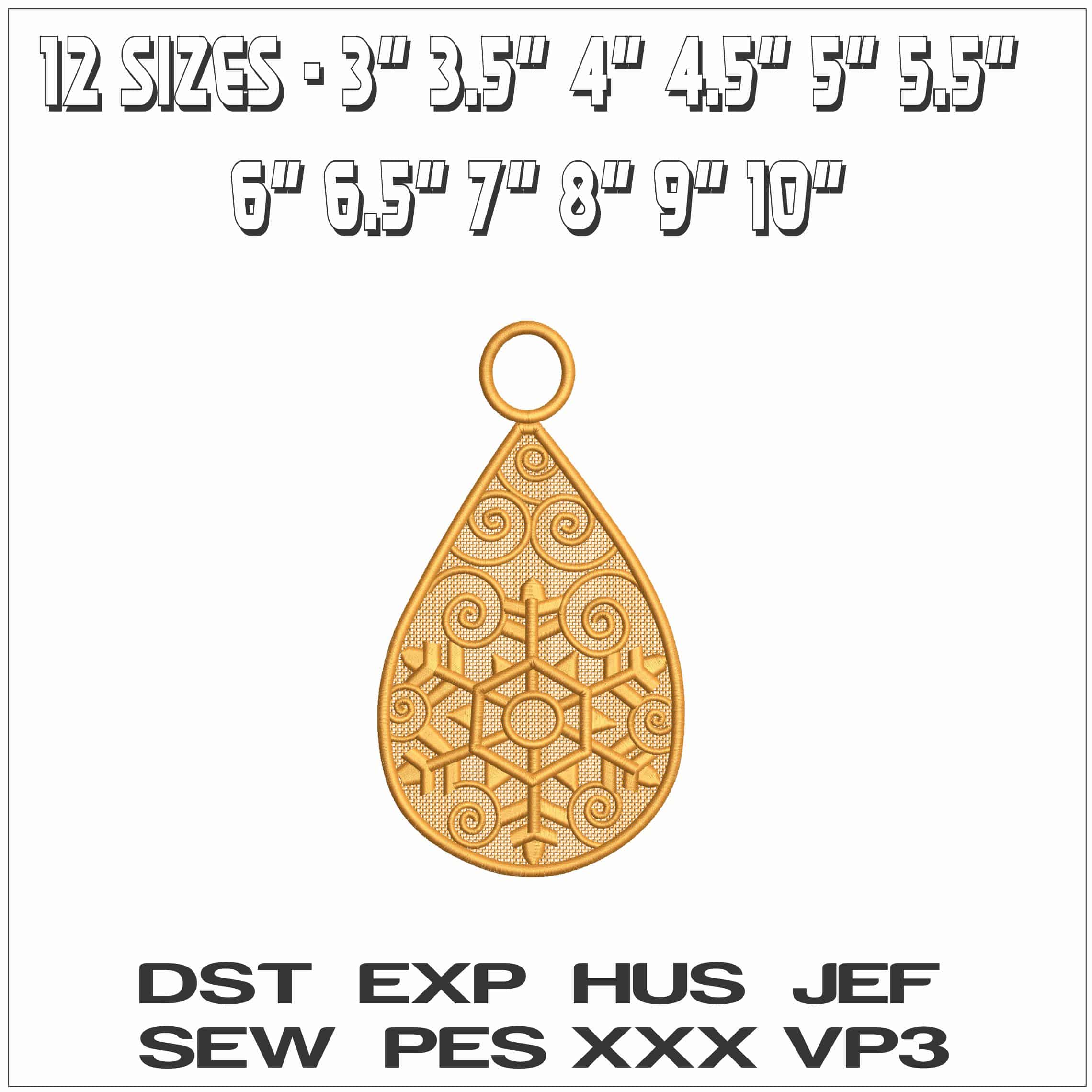 Christmas Pendant  - Elegant embroidery design file - instant download — view 2