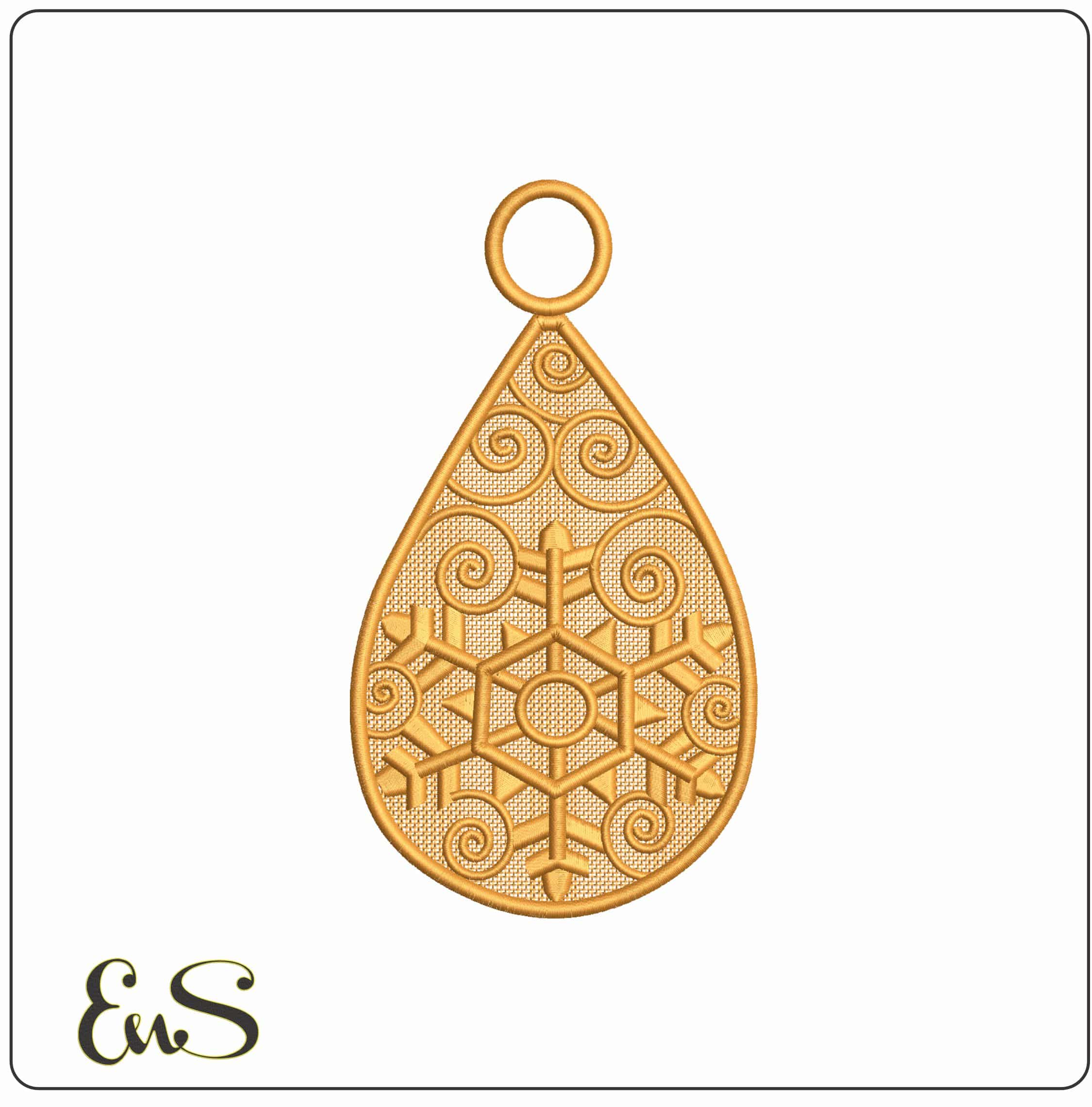 Christmas Pendant  - Elegant embroidery design file - instant download