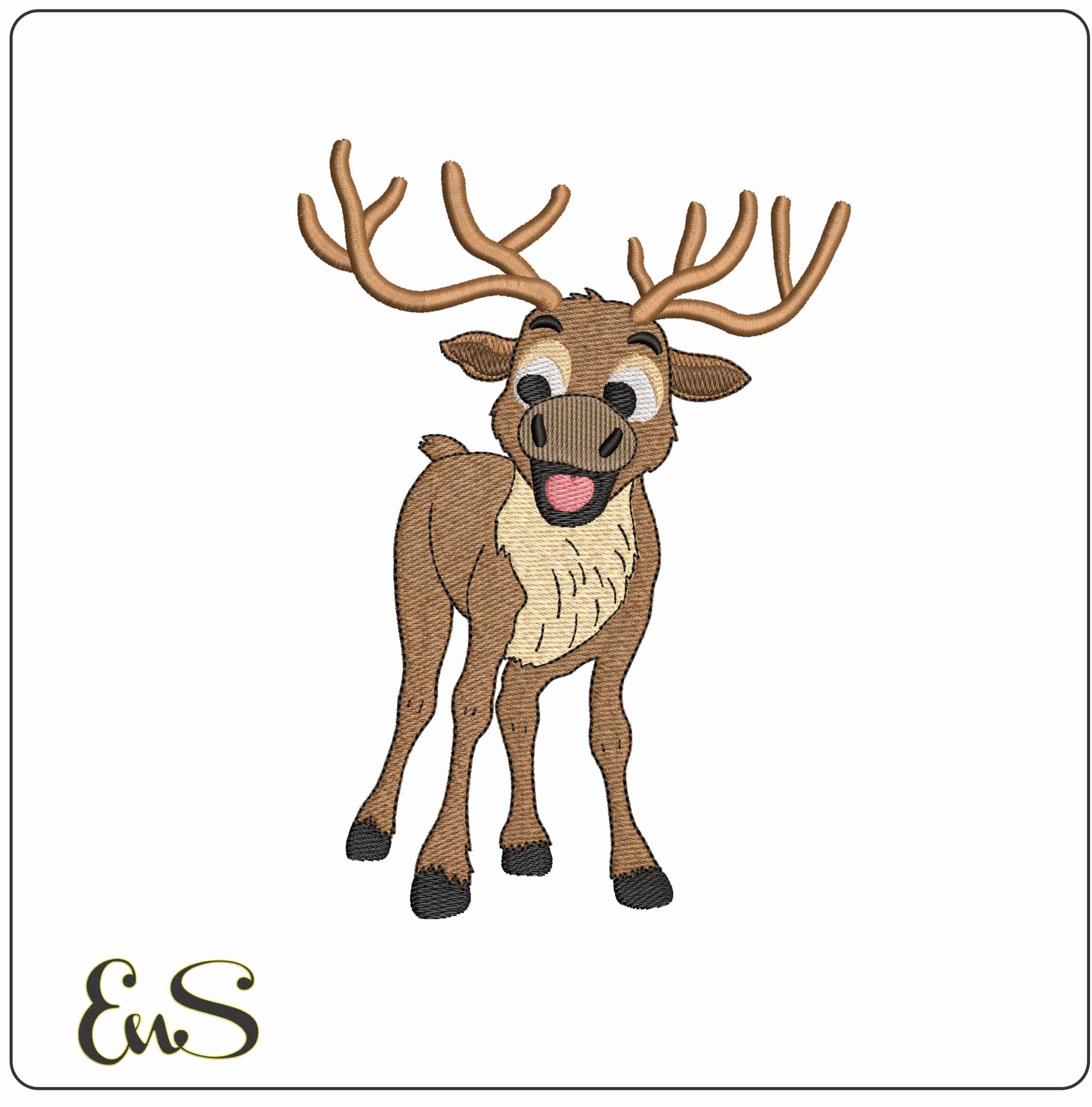 Christmas Reindeer - Elegant embroidery design file - instant download