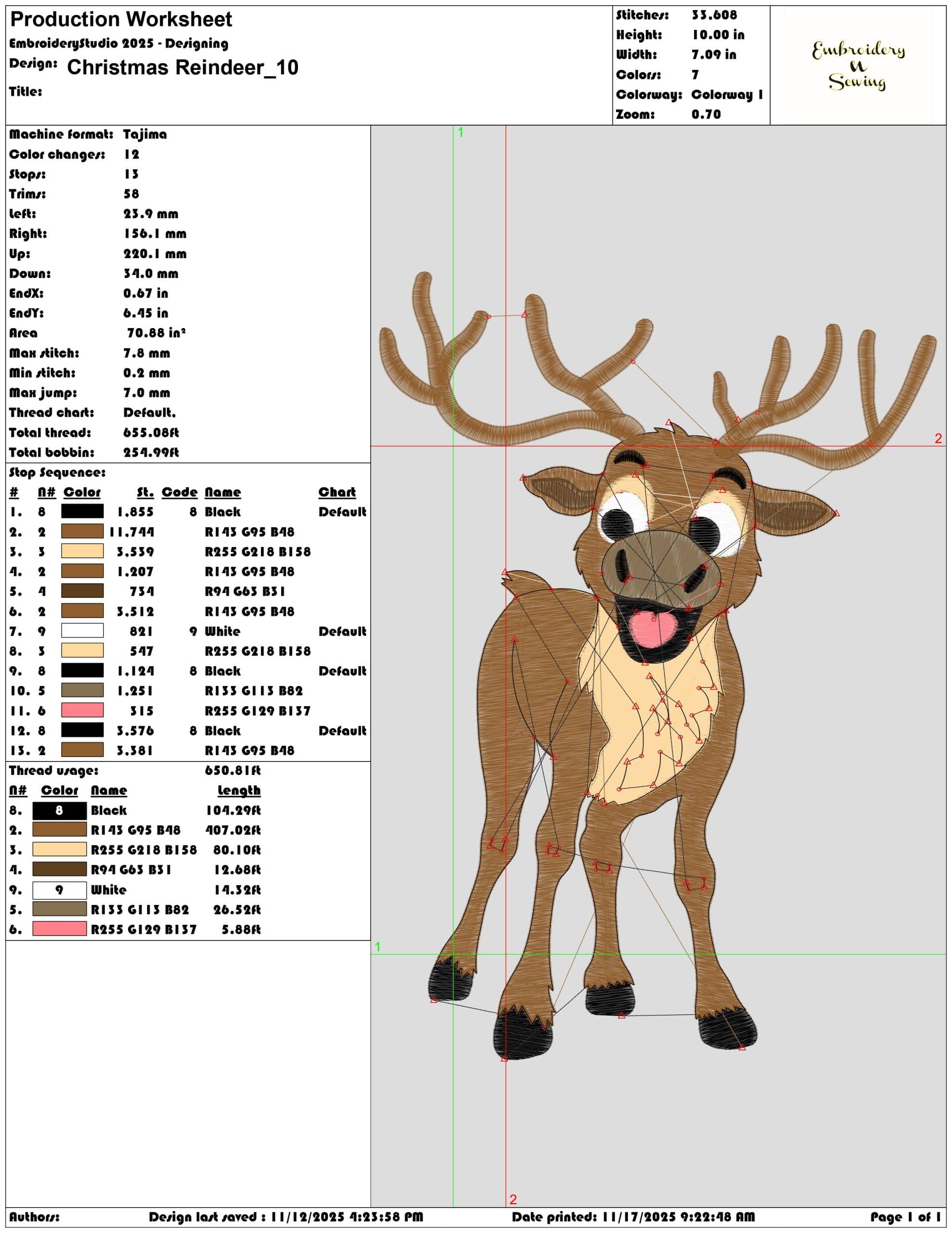 Christmas Reindeer - Elegant embroidery design file - instant download — view 3
