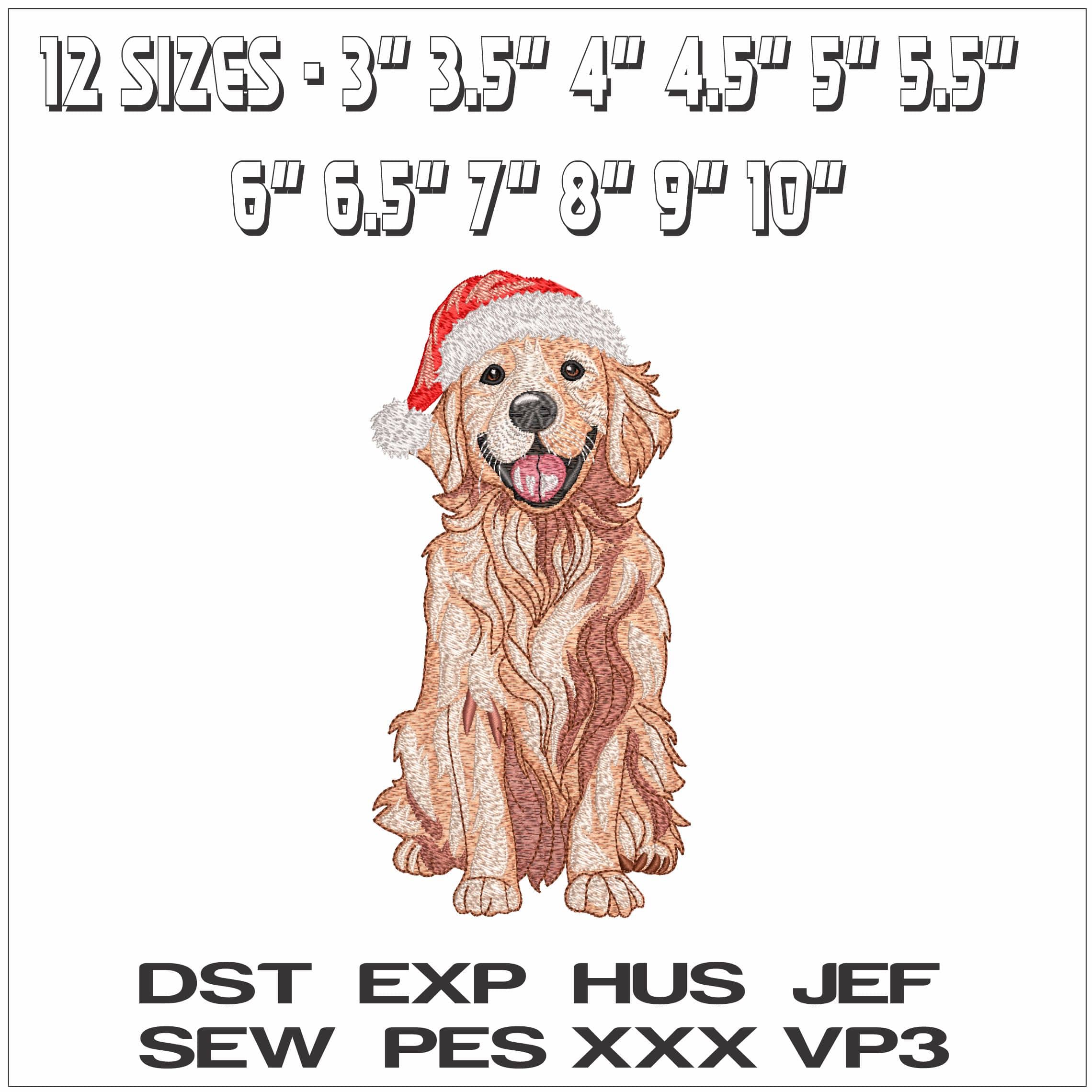 Christmas Retriever  - Elegant embroidery design file - instant download — view 2