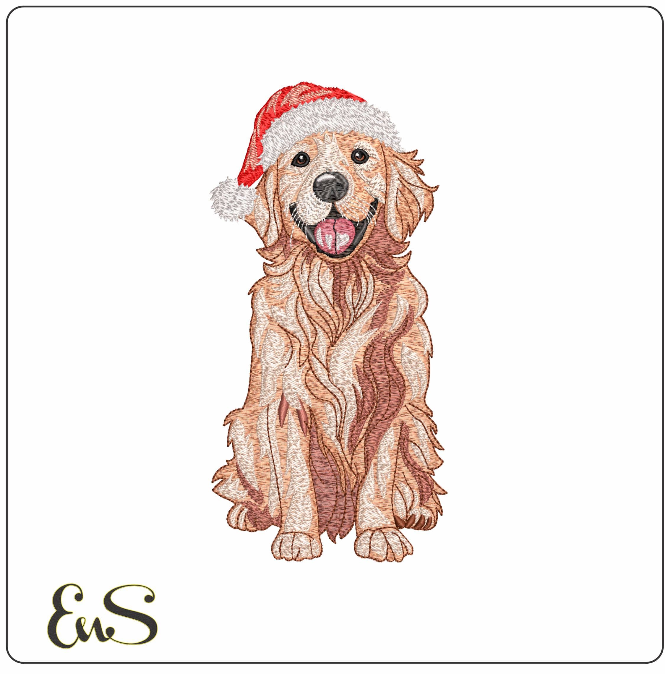 Christmas Retriever  - Elegant embroidery design file - instant download