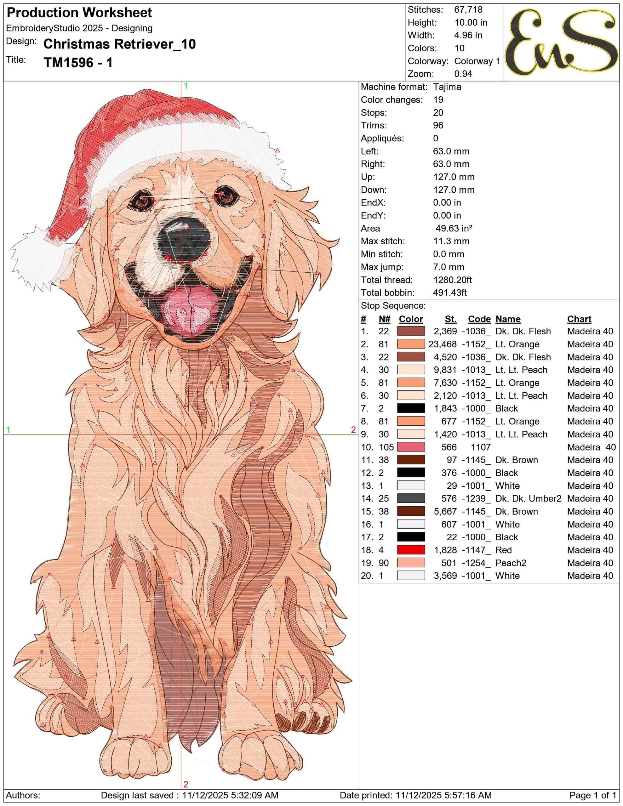 Christmas Retriever  - Elegant embroidery design file - instant download — view 3