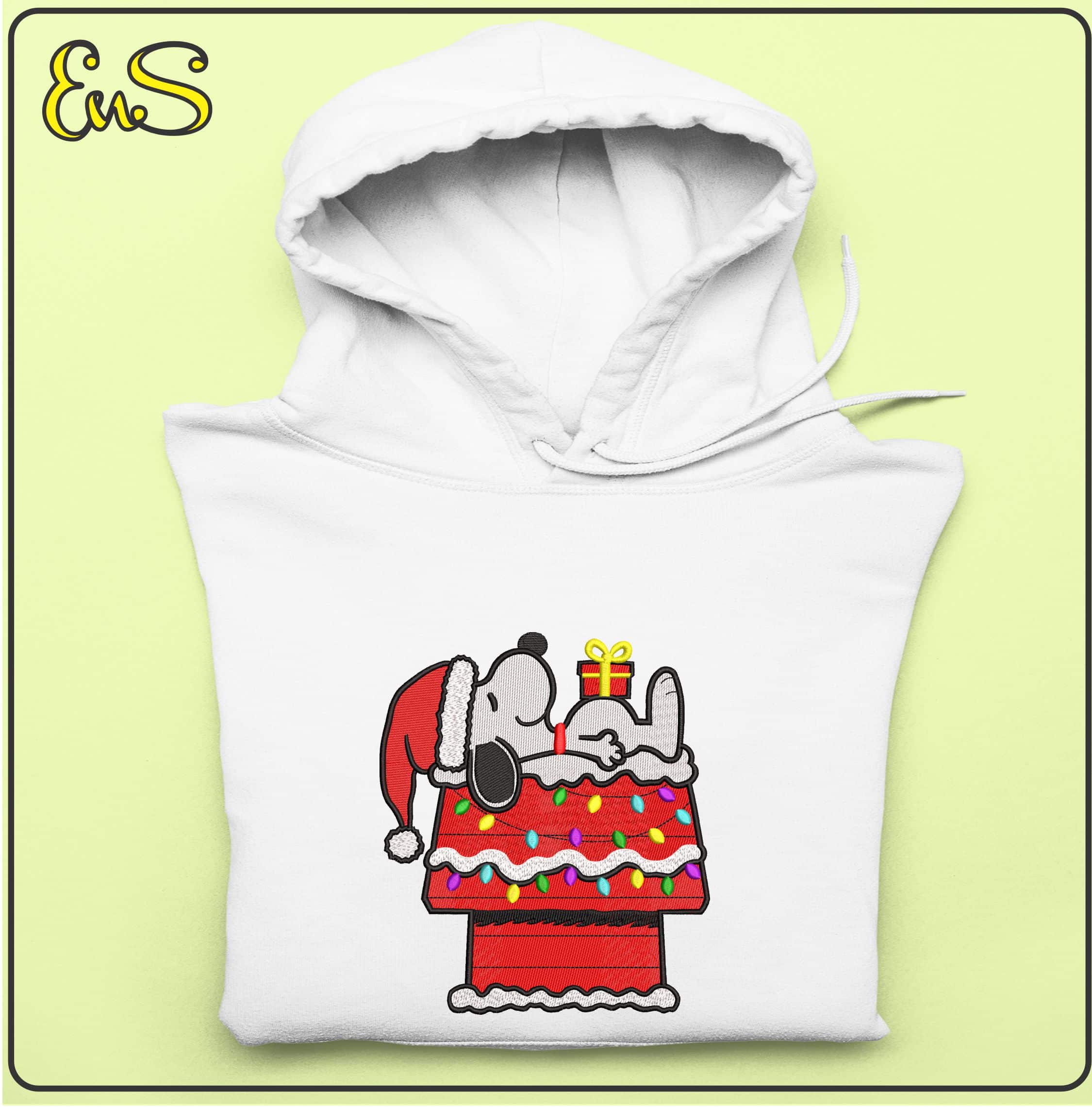 Christmas Snoopy on House- Elegant embroidery design file - instant download — view 4