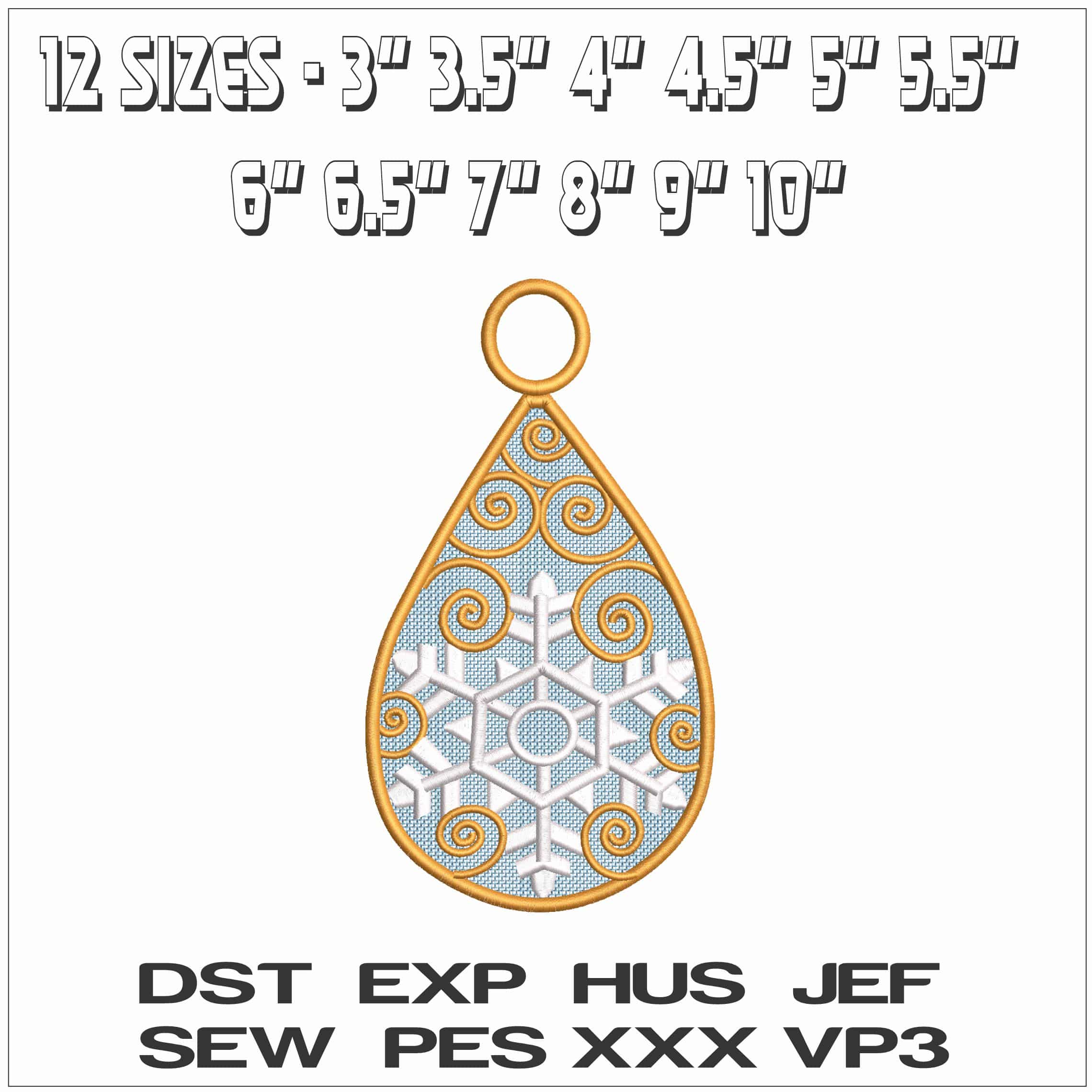 Christmas Snow Flake Pendant- Elegant embroidery design file - instant download — view 2