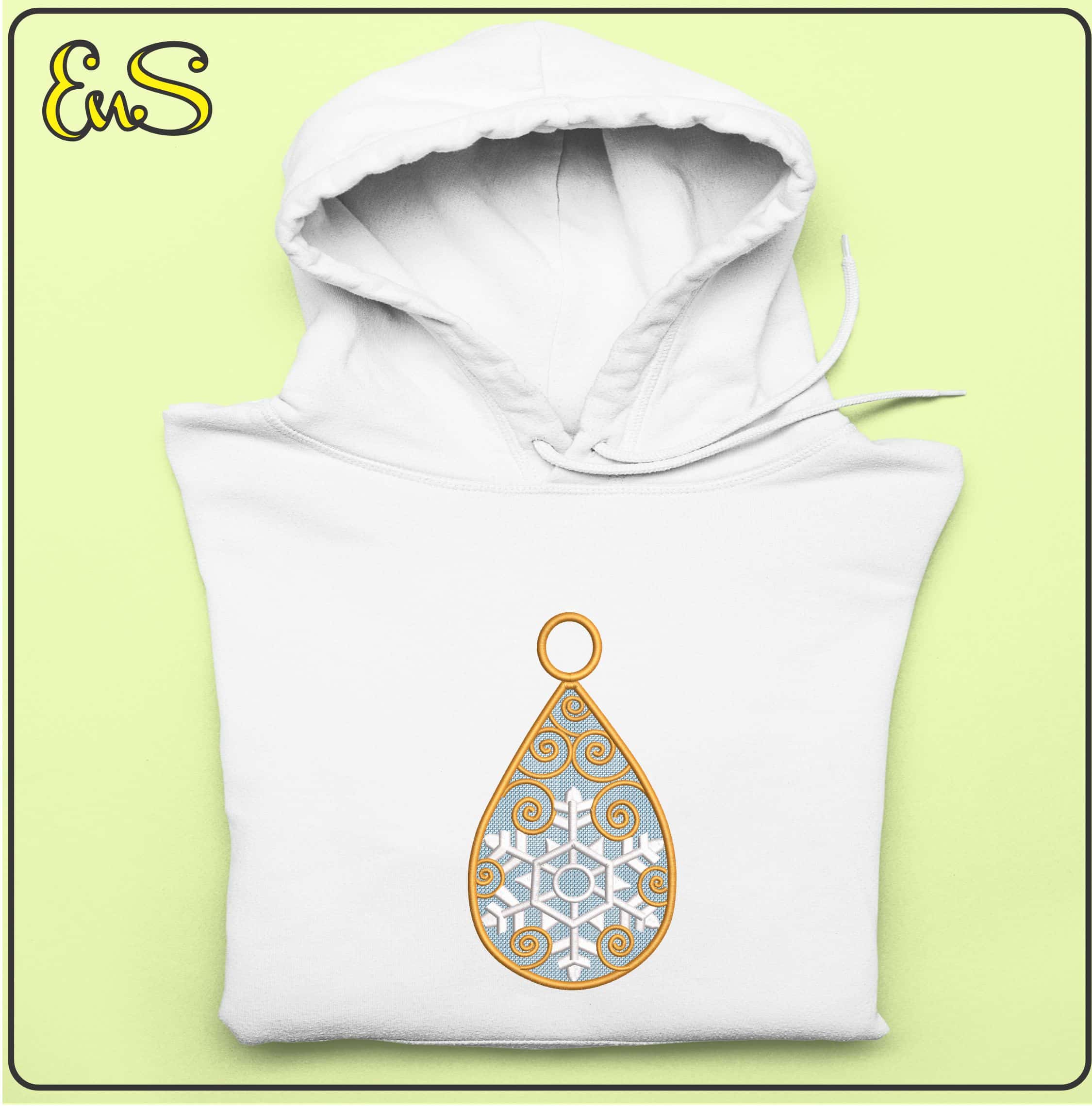 Christmas Snow Flake Pendant- Elegant embroidery design file - instant download — view 4