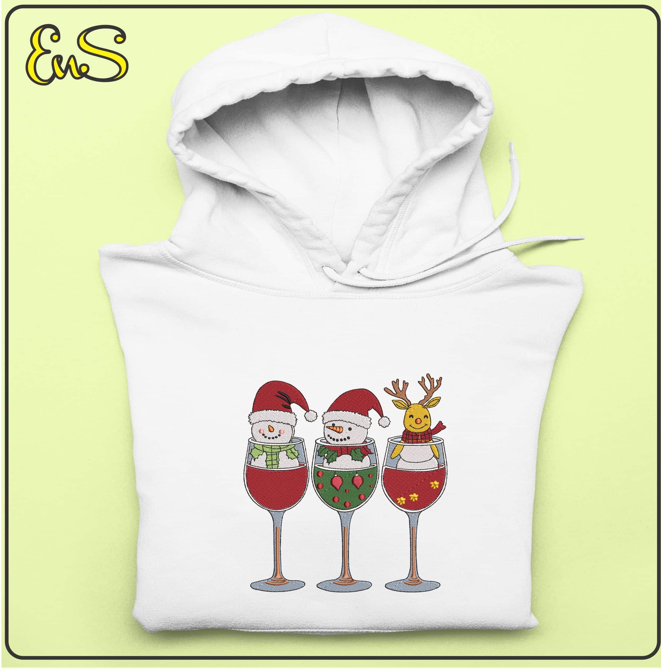 Christmas Snowman Drinks- Elegant embroidery design file - instant download — view 4