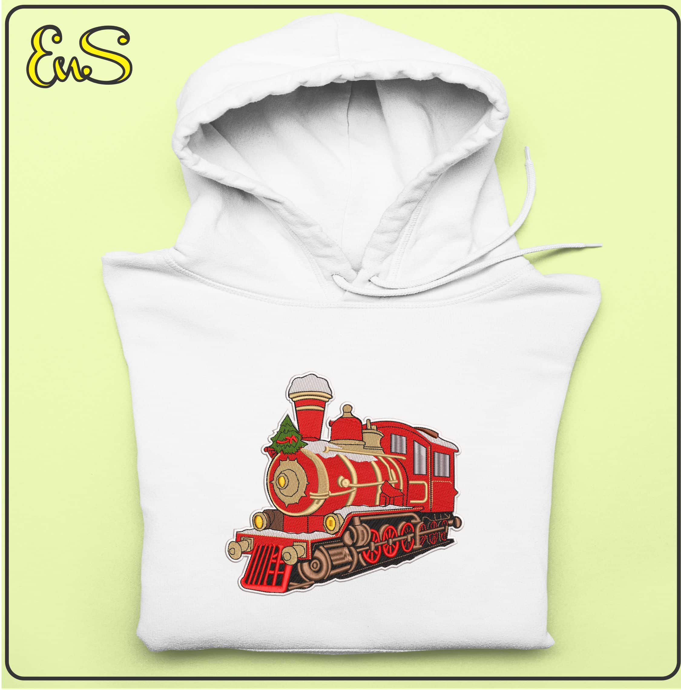 Christmas Steam Train- Elegant embroidery design file - instant download — view 4