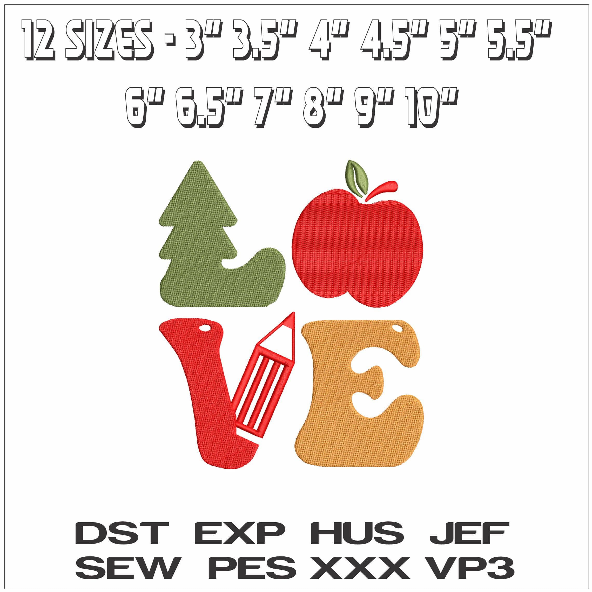 Christmas Teacher Love- Elegant embroidery design file - instant download — view 2