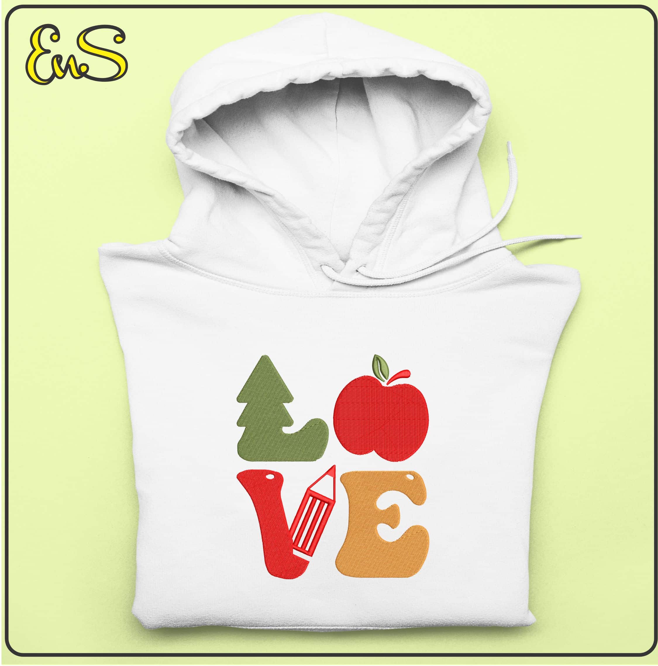 Christmas Teacher Love- Elegant embroidery design file - instant download — view 4