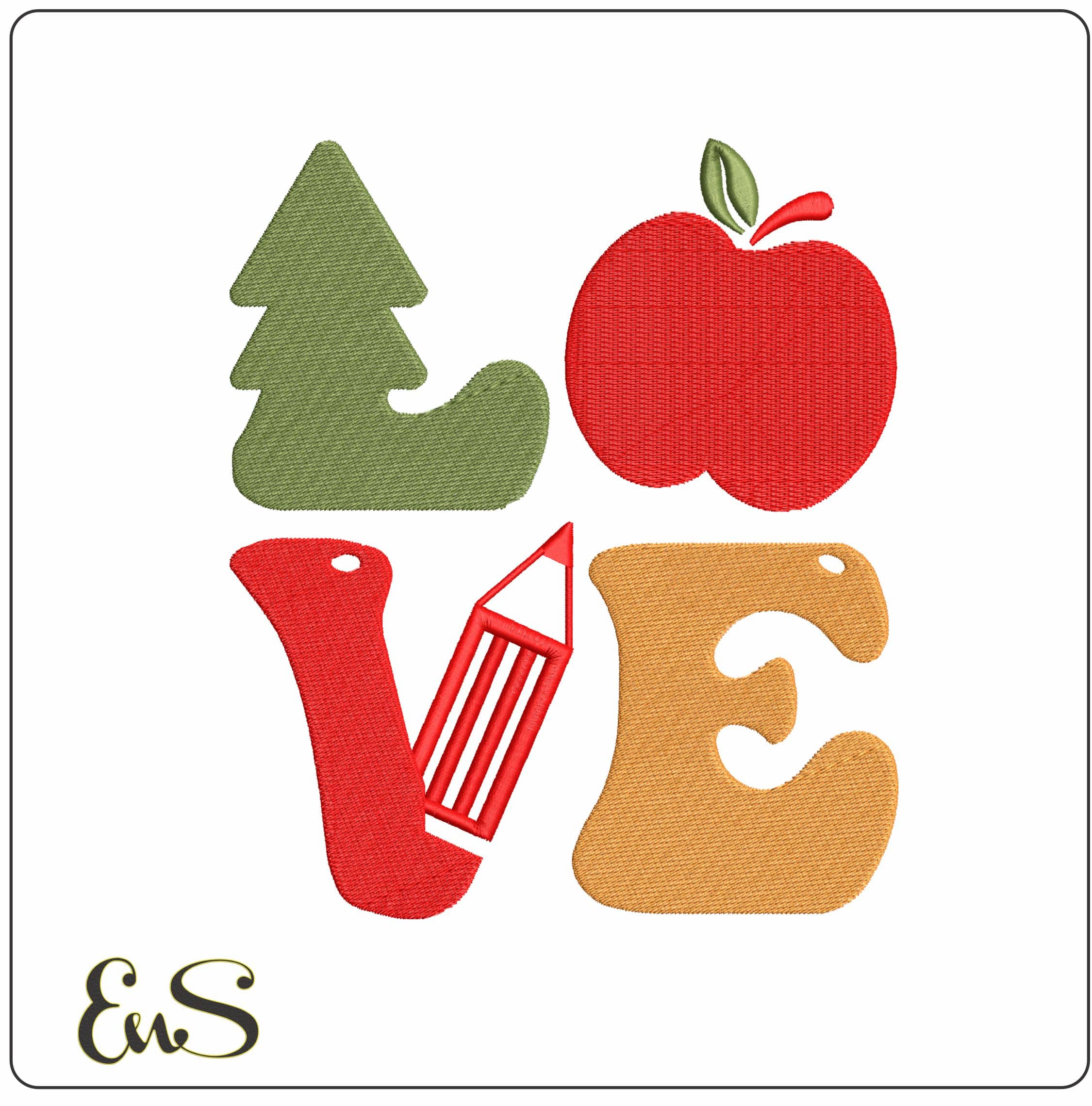 Christmas Teacher Love- Elegant embroidery design file - instant download