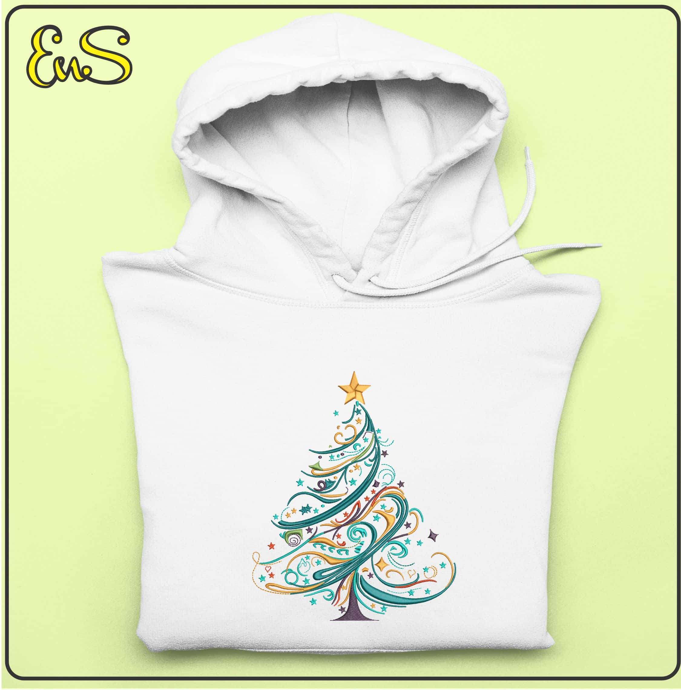 Christmas Tree Swirl- Elegant embroidery design file - instant download — view 4