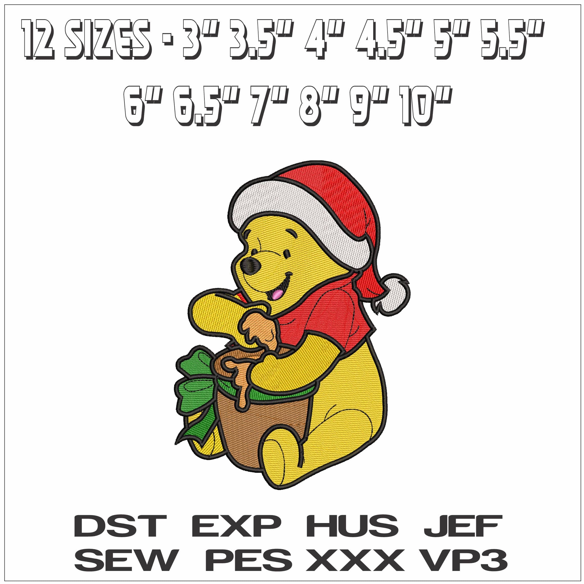 Christmas Winnie the Pooh- Elegant embroidery design file - instant download — view 2