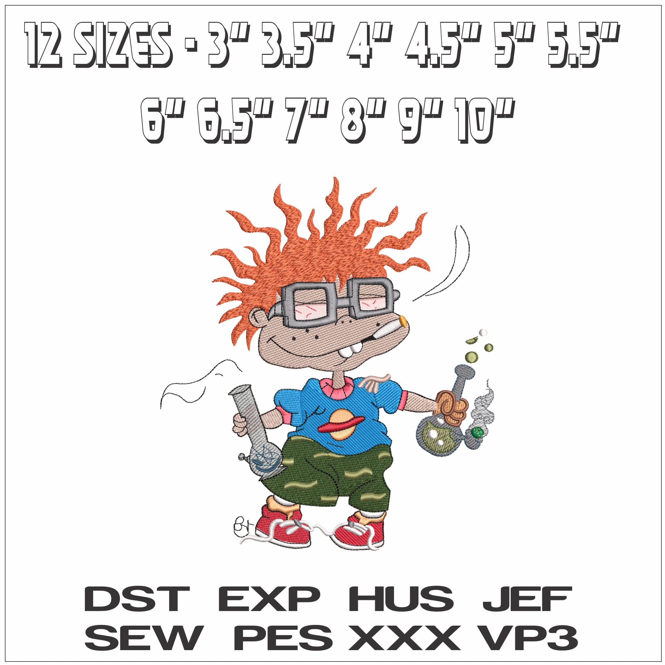 Chuckie Finster Chemist Rugrats- Elegant embroidery design file - instant download — view 2