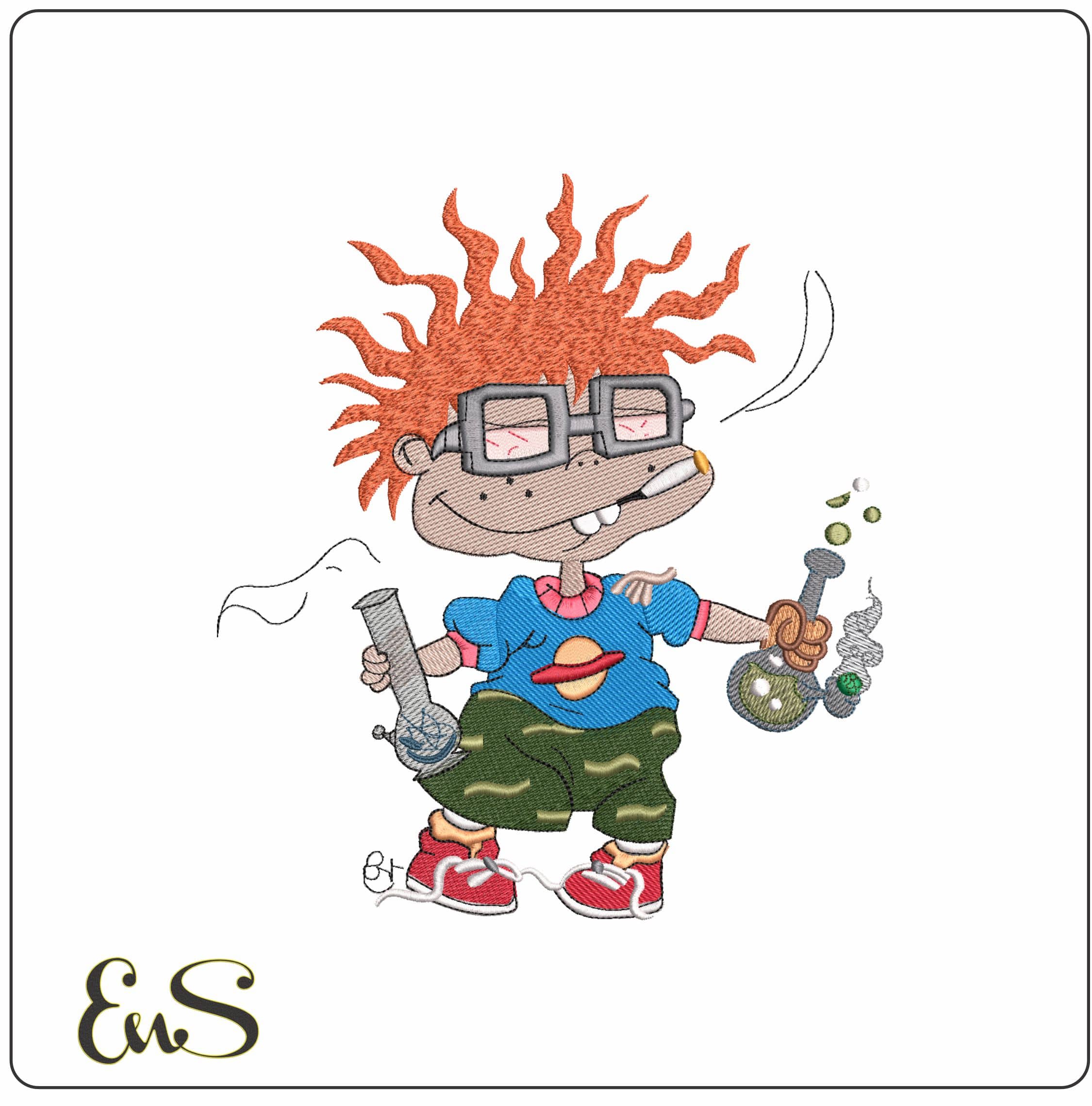 Chuckie Finster Chemist Rugrats- Elegant embroidery design file - instant download