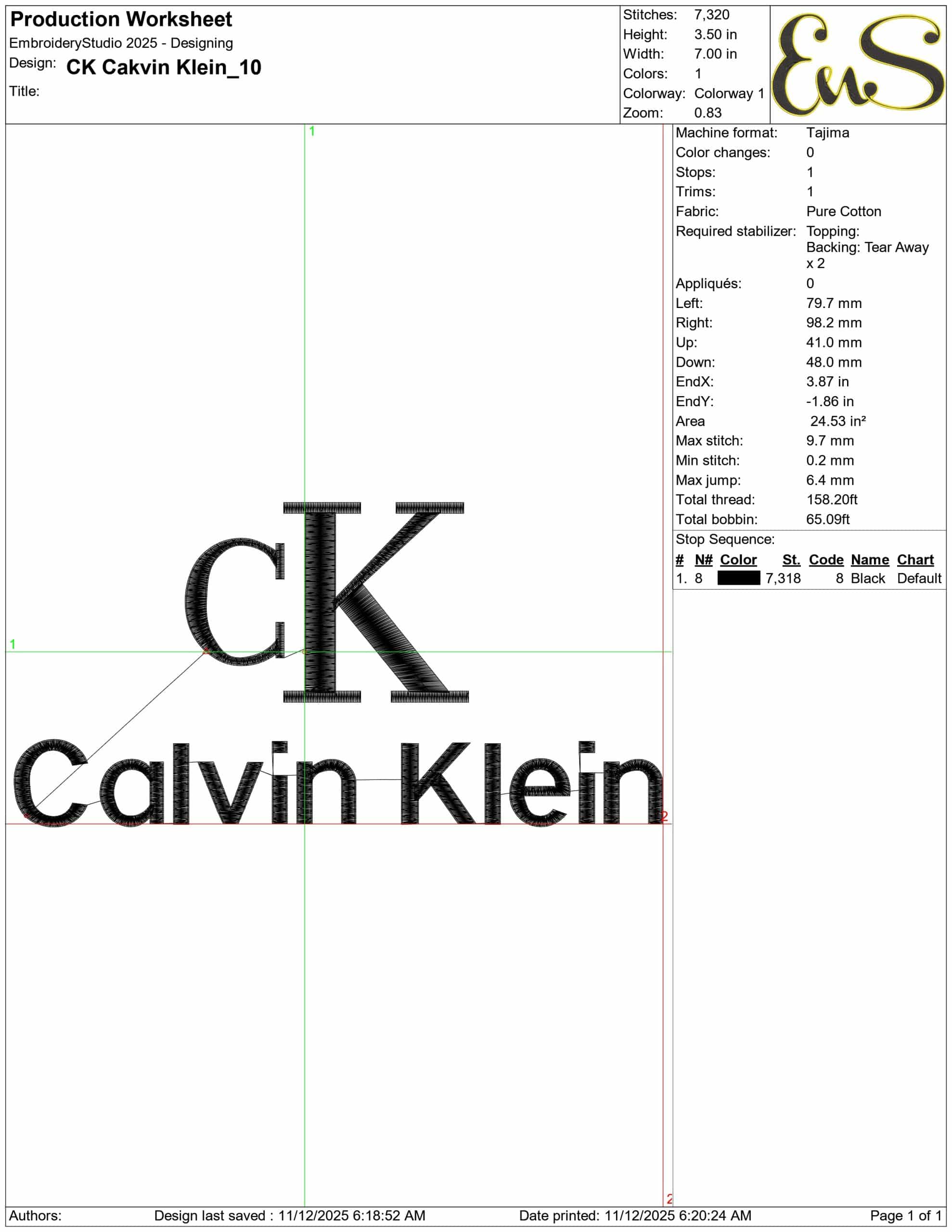 CK Cakvin Klein - Elegant embroidery design file - instant download — view 3