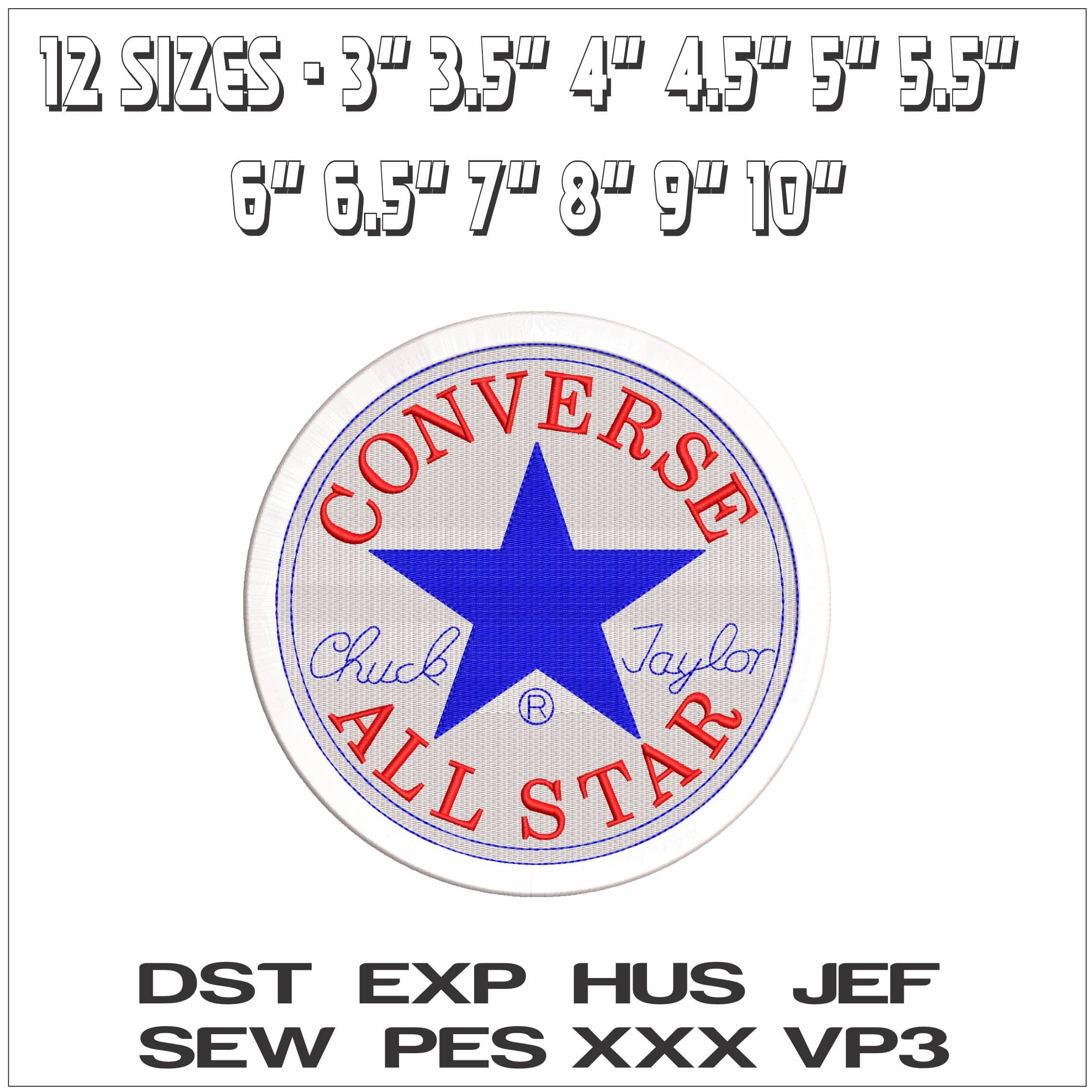 Converse All Stars - Elegant embroidery design file - instant download — view 2