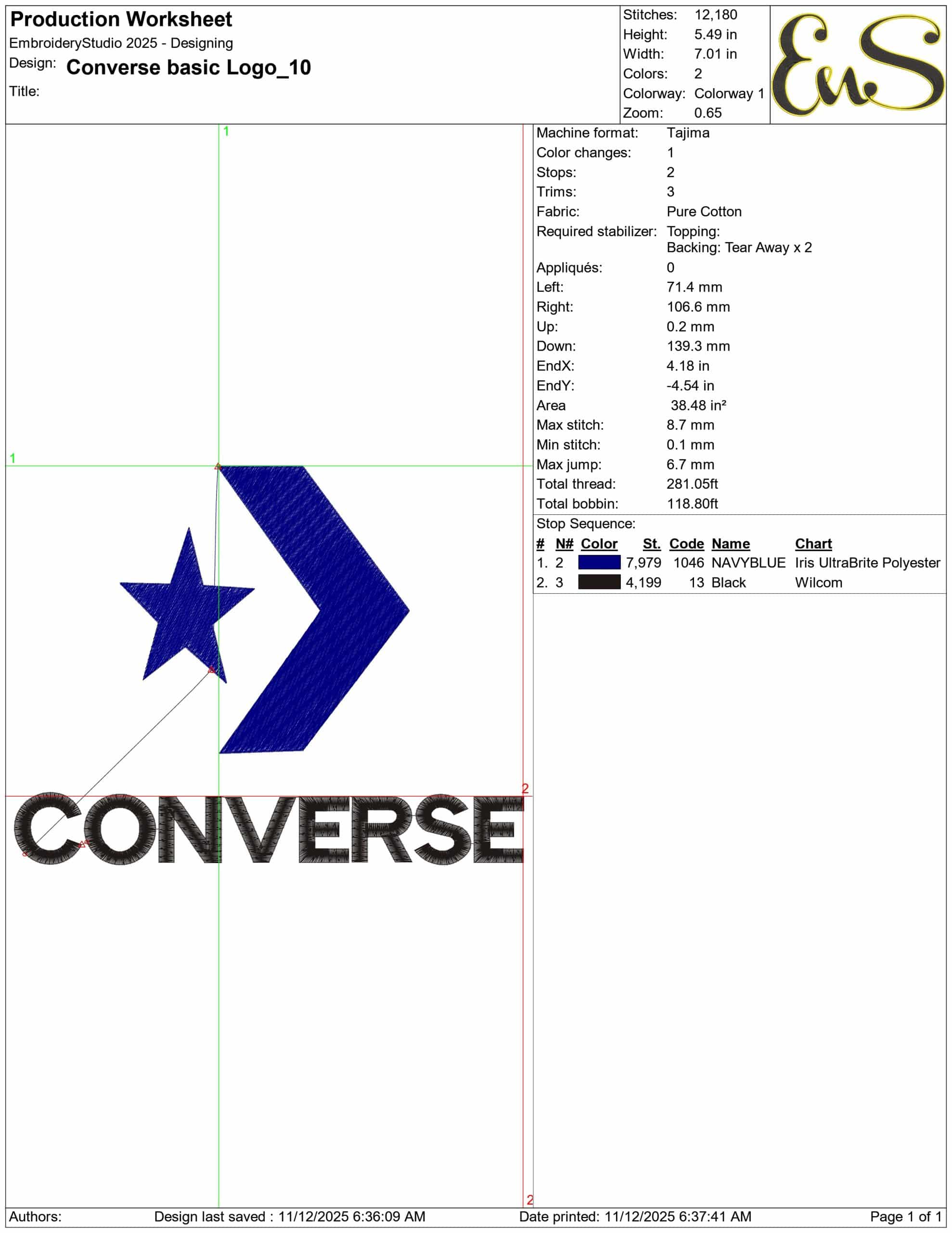 Converse basic Logo - Elegant embroidery design file - instant download — view 3
