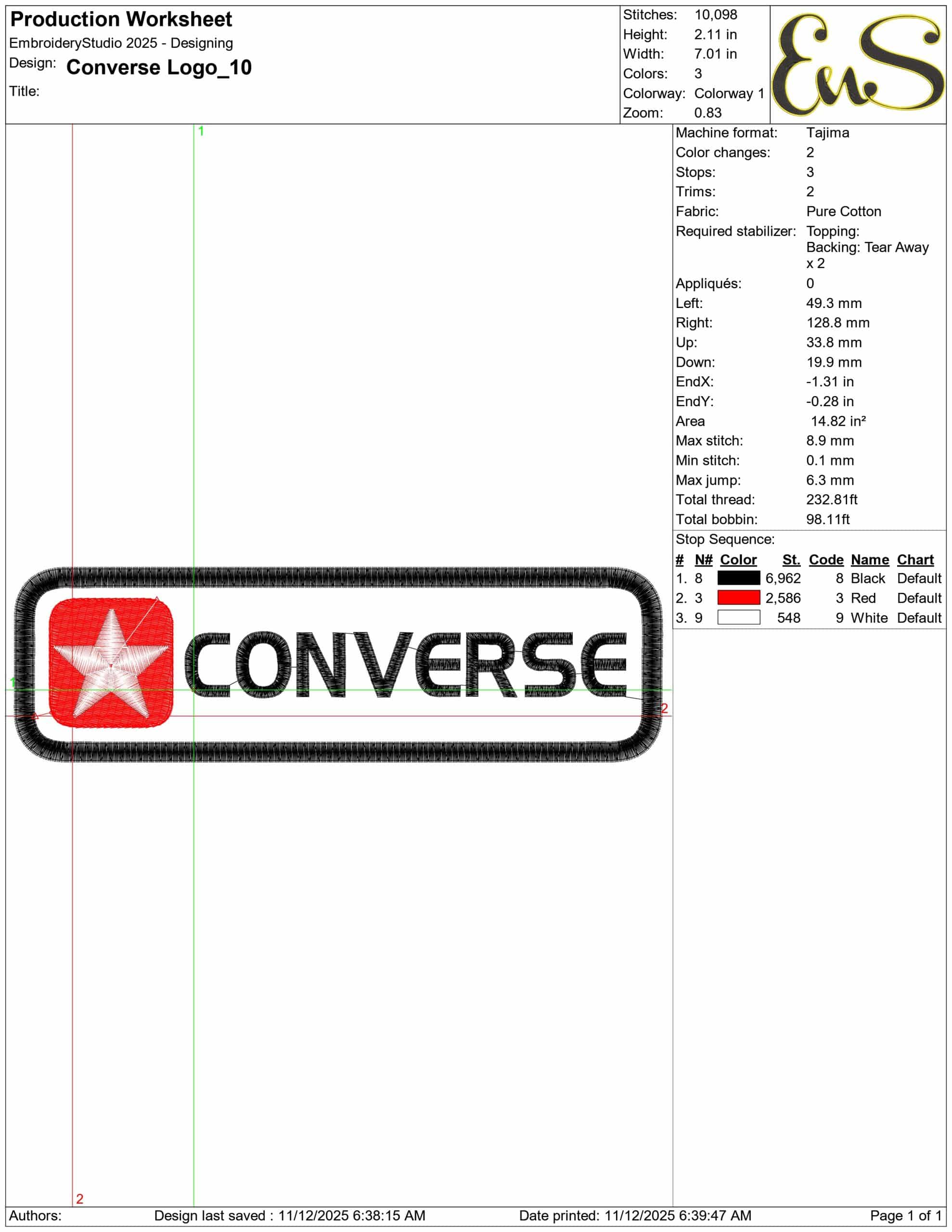 Converse Logo - Elegant embroidery design file - instant download — view 3