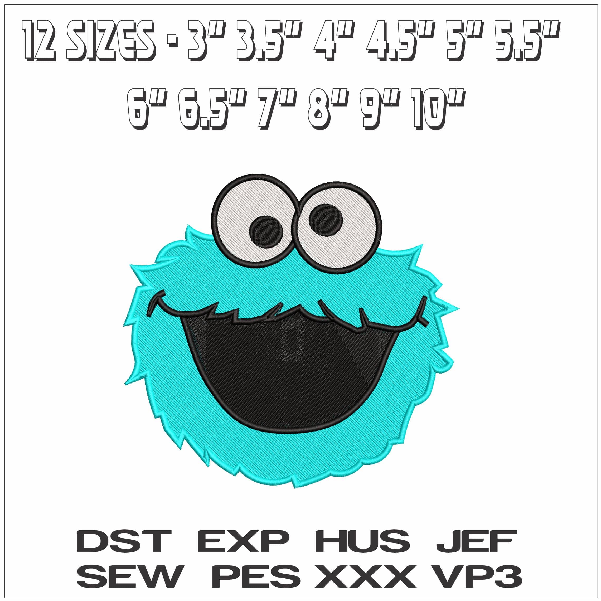 Cookie Monster Face - Elegant embroidery design file - instant download — view 2