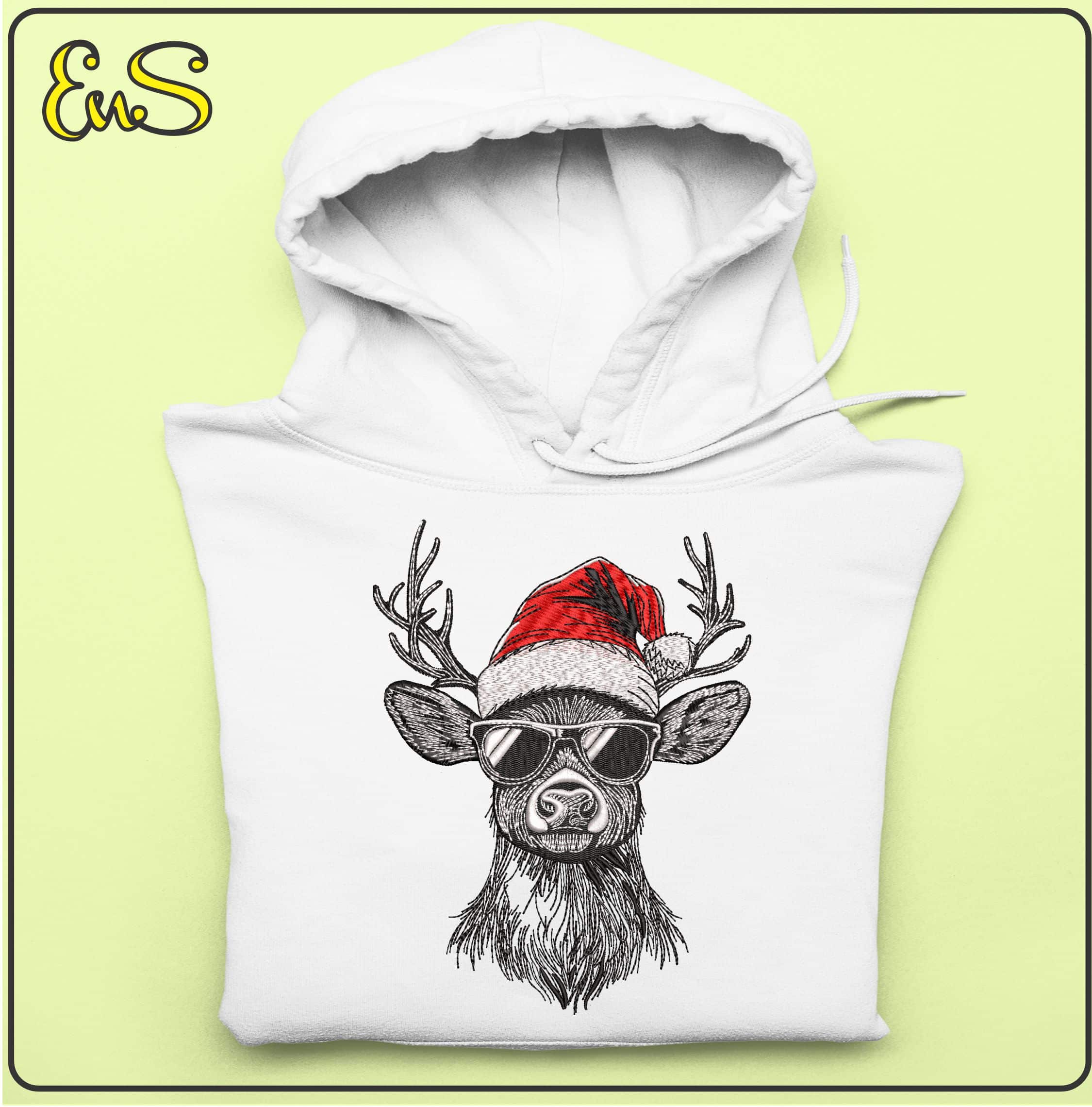 Cool Christmas Reindeer - Elegant embroidery design file - instant download — view 4