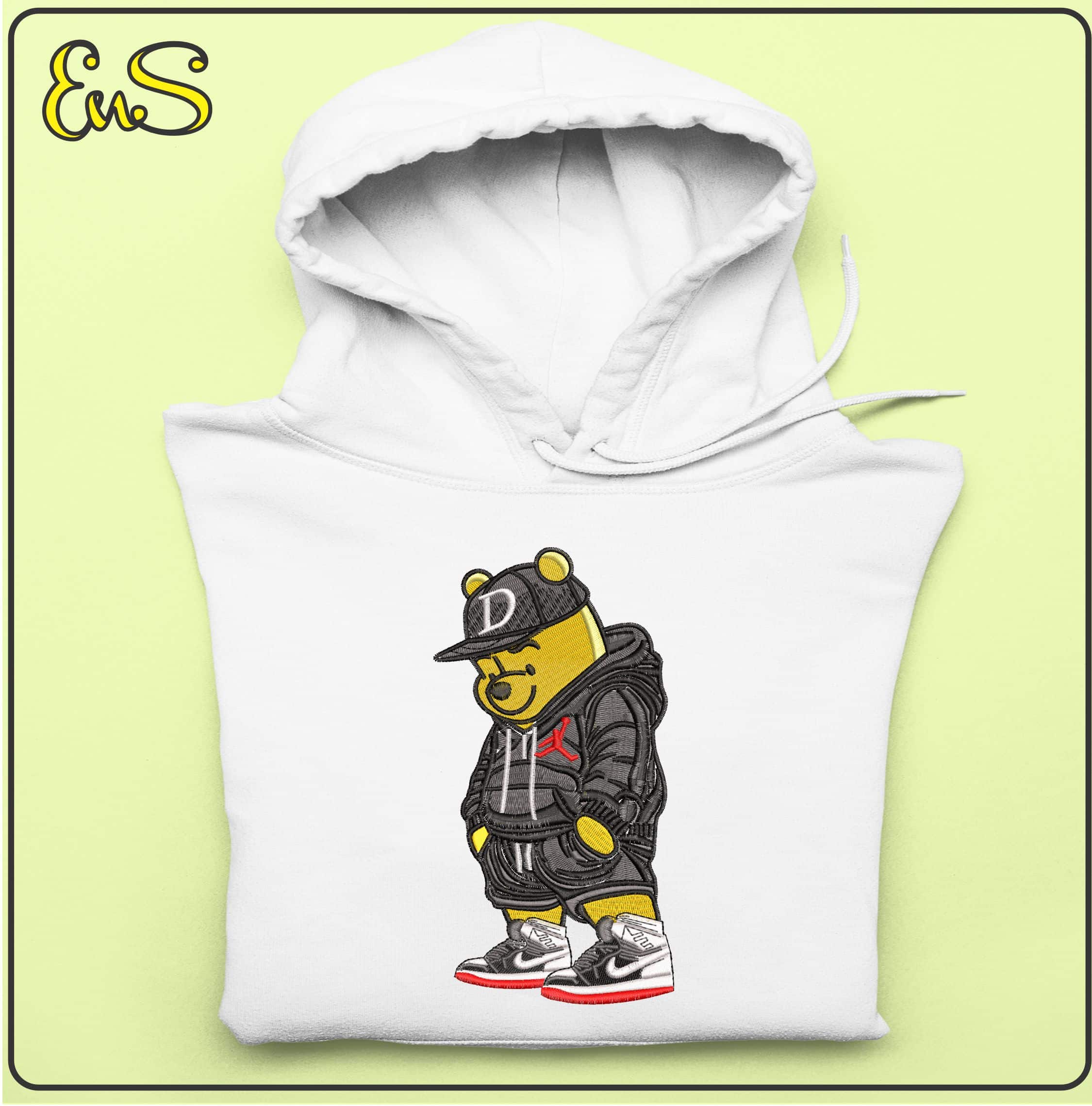 Cool Winnie the Pooh in Nike Jordans - Elegant embroidery design file - instant download — view 4