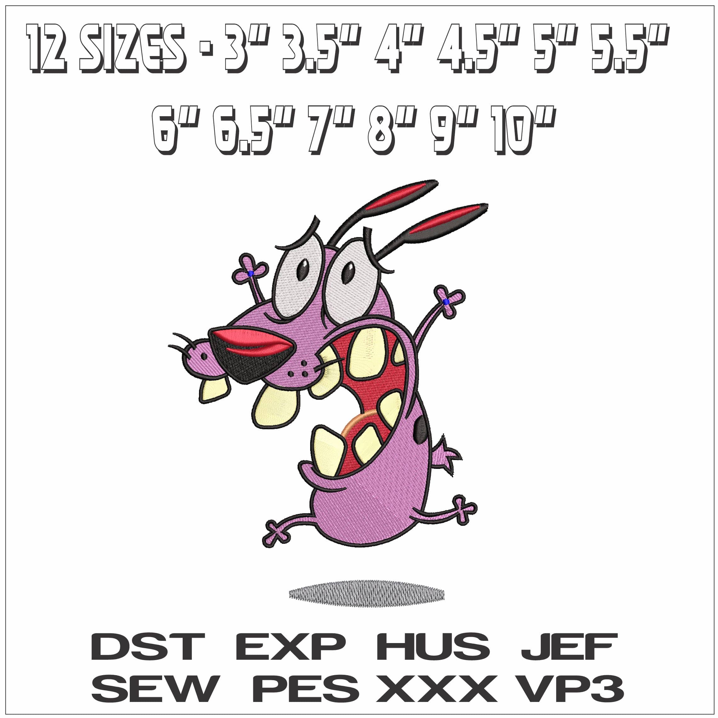 Courage the Cowardly Dog - Elegant embroidery design file - instant download — view 2