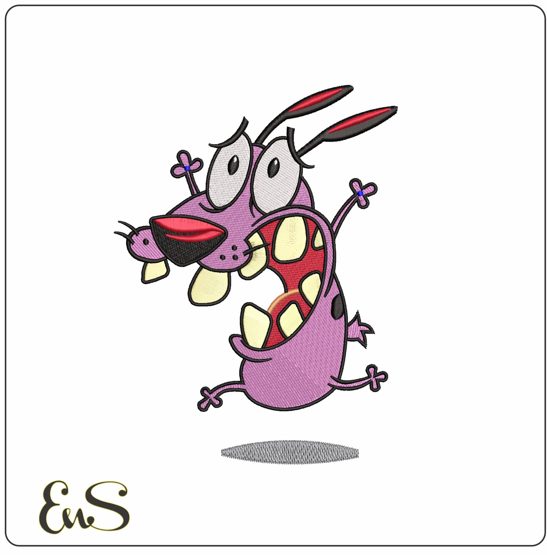 Courage the Cowardly Dog - Elegant embroidery design file - instant download
