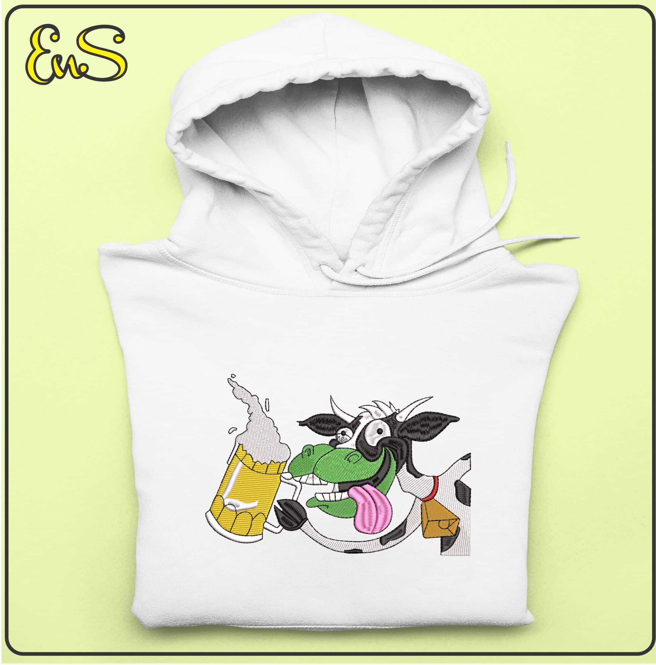 Cow with a Beer - Elegant embroidery design file - instant download — view 4