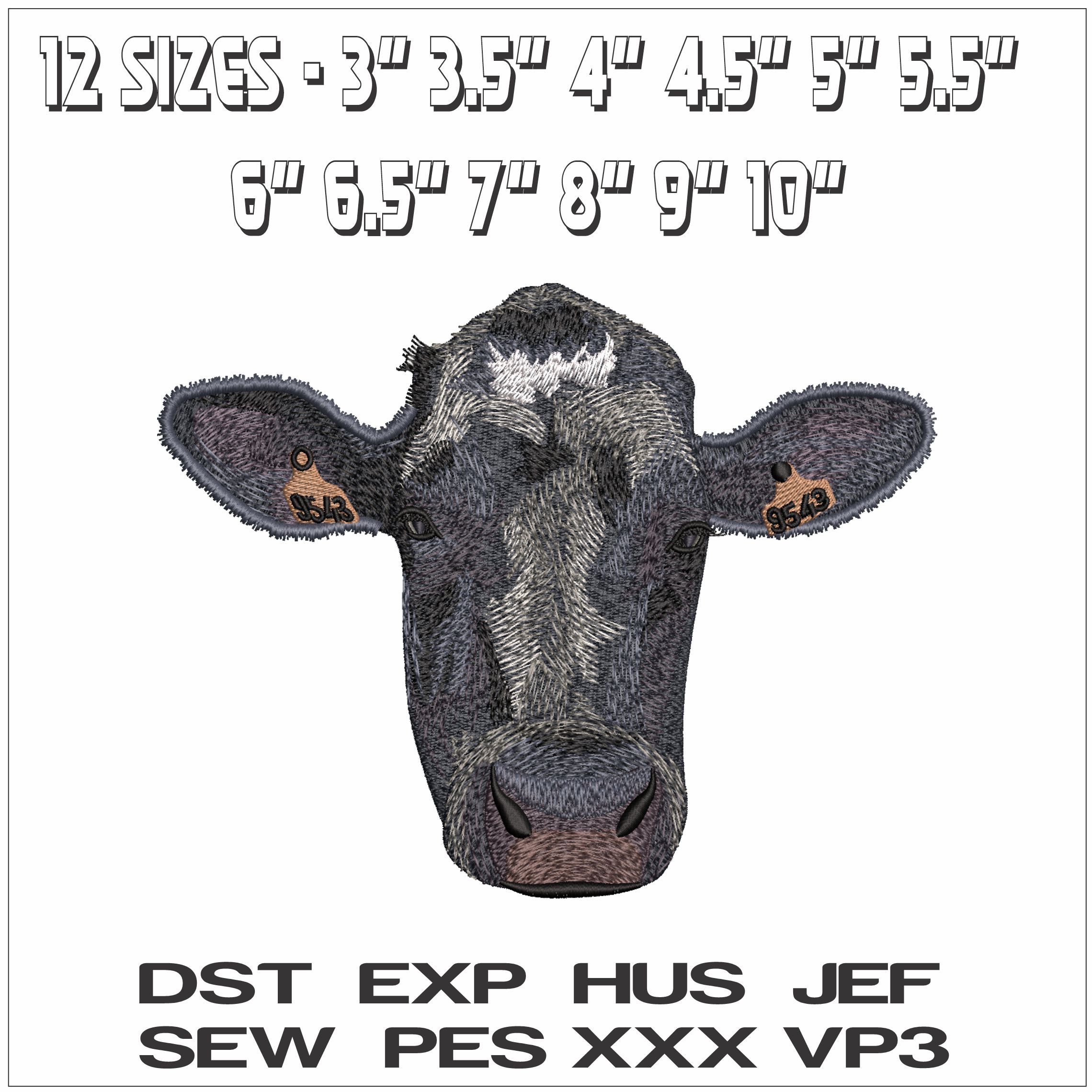 Cows Head with Tags - Elegant embroidery design file - instant download — view 2