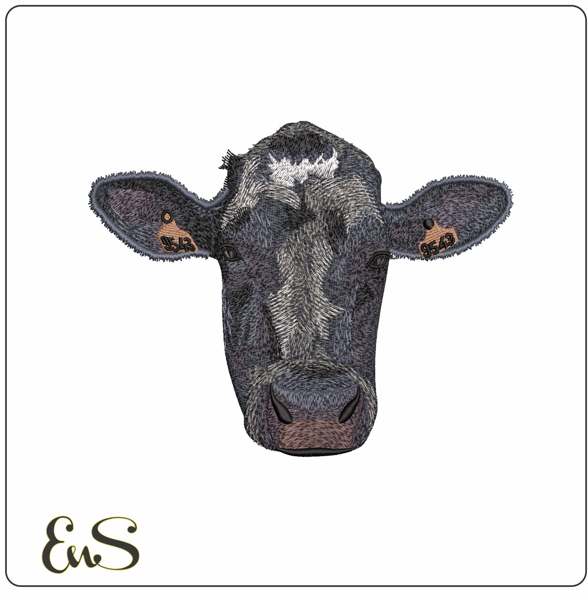 Cows Head with Tags - Elegant embroidery design file - instant download