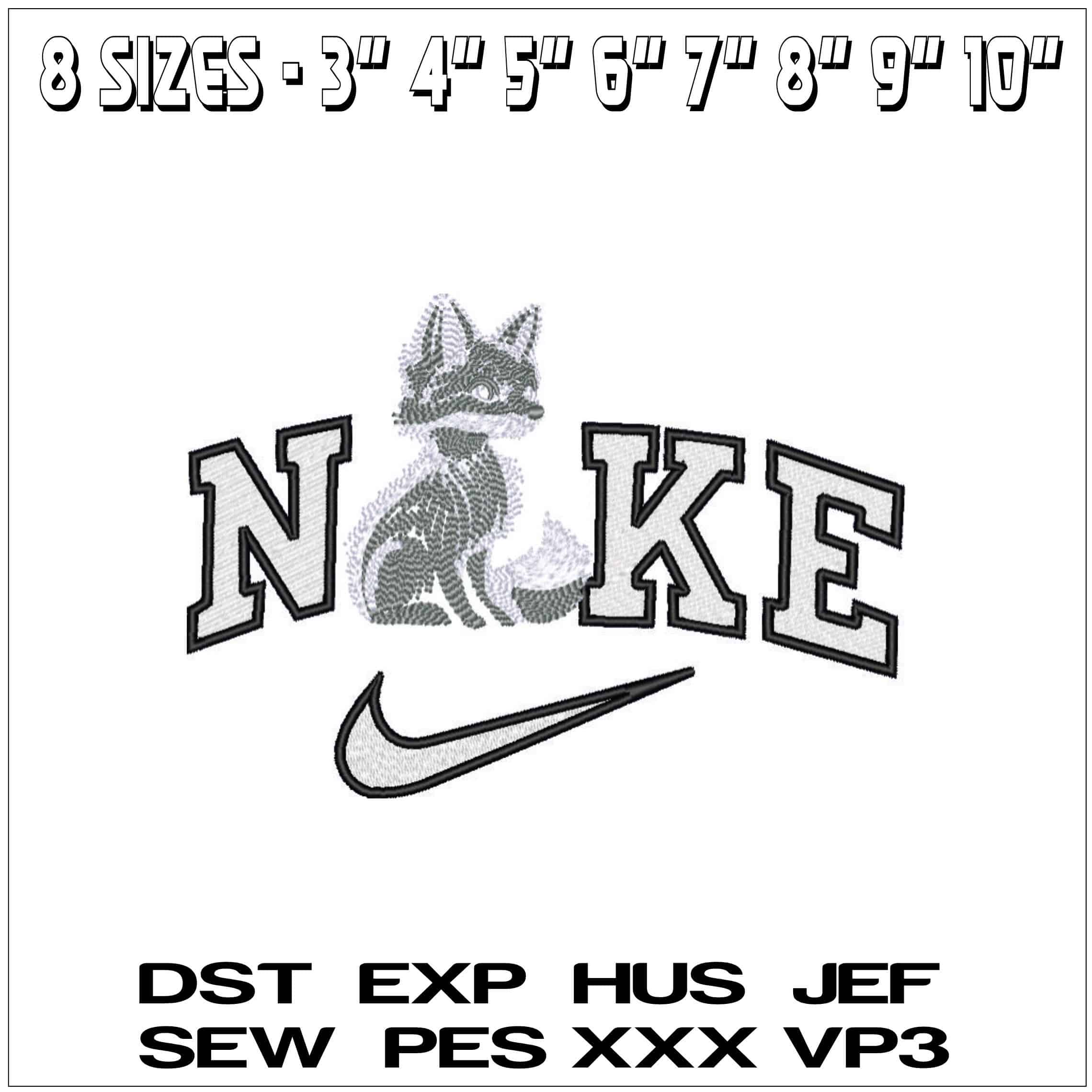 Nike Art Fox - Elegant embroidery design file - instant download — view 2