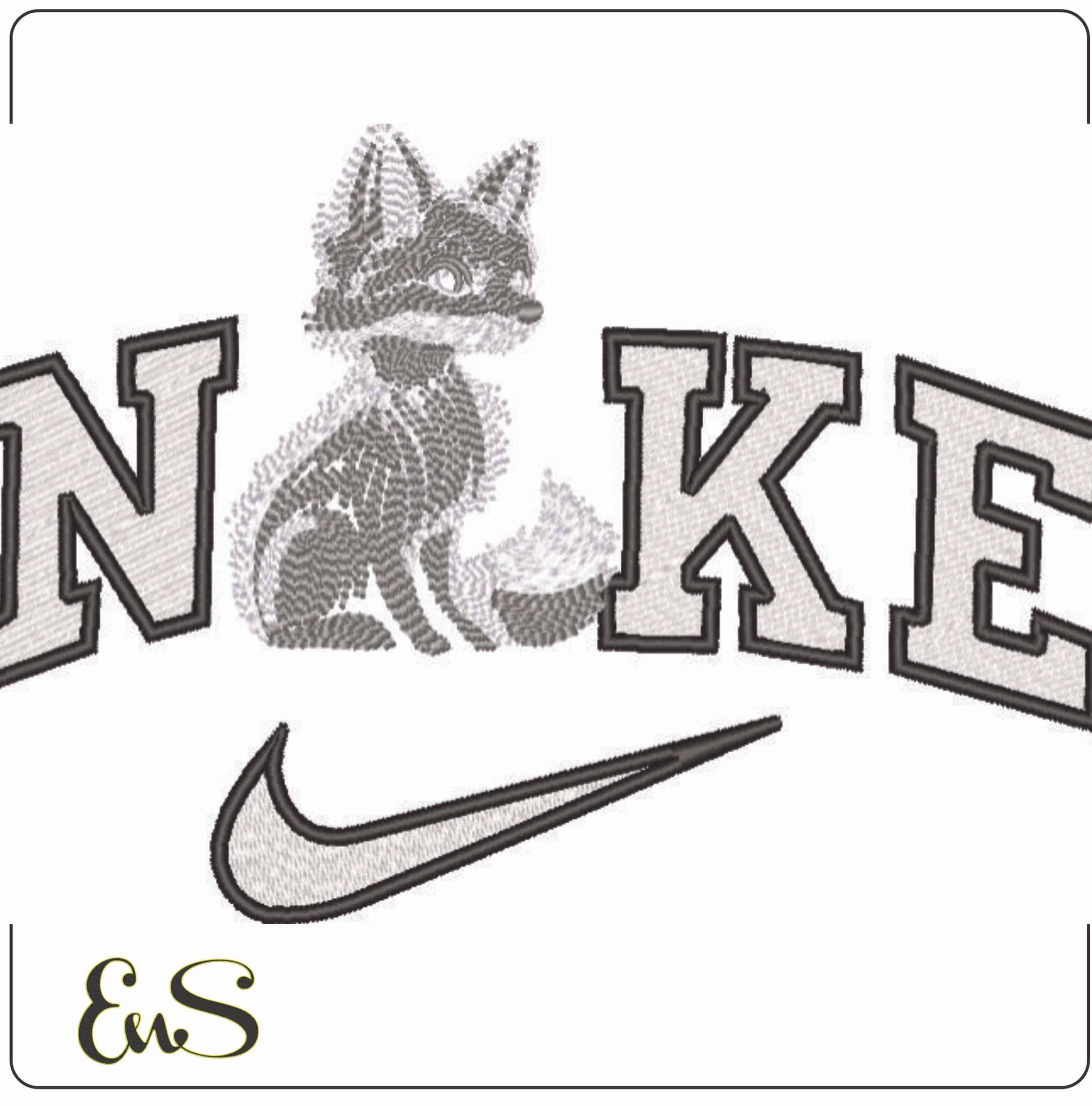Nike Art Fox - Elegant embroidery design file - instant download