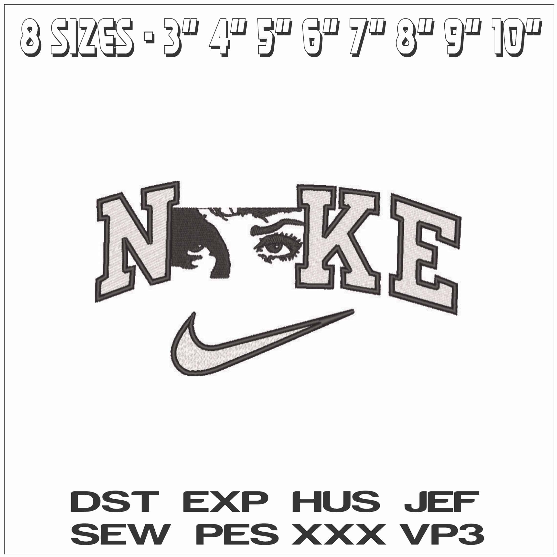 Nike Audrey Hepburn Eyes - Elegant embroidery design file - instant download — view 2