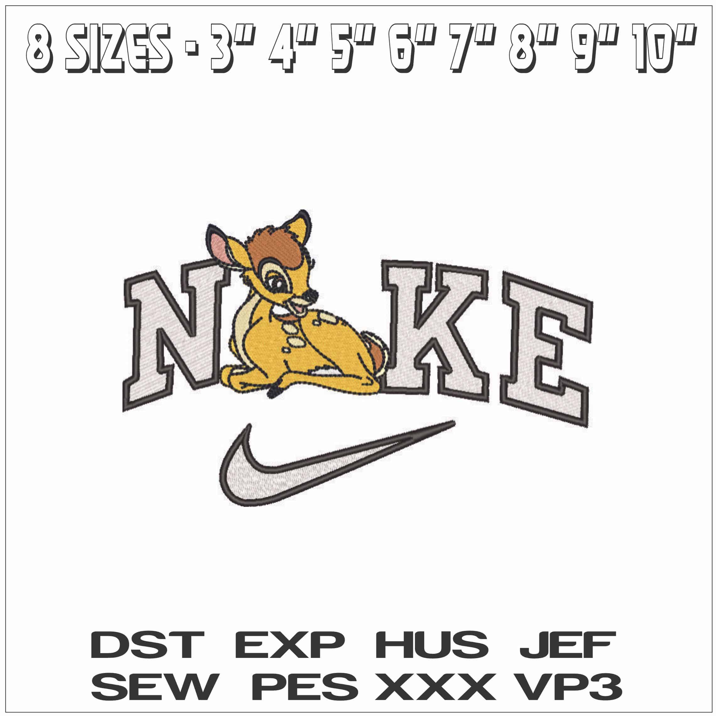 Nike Bambi - Elegant embroidery design file - instant download — view 2