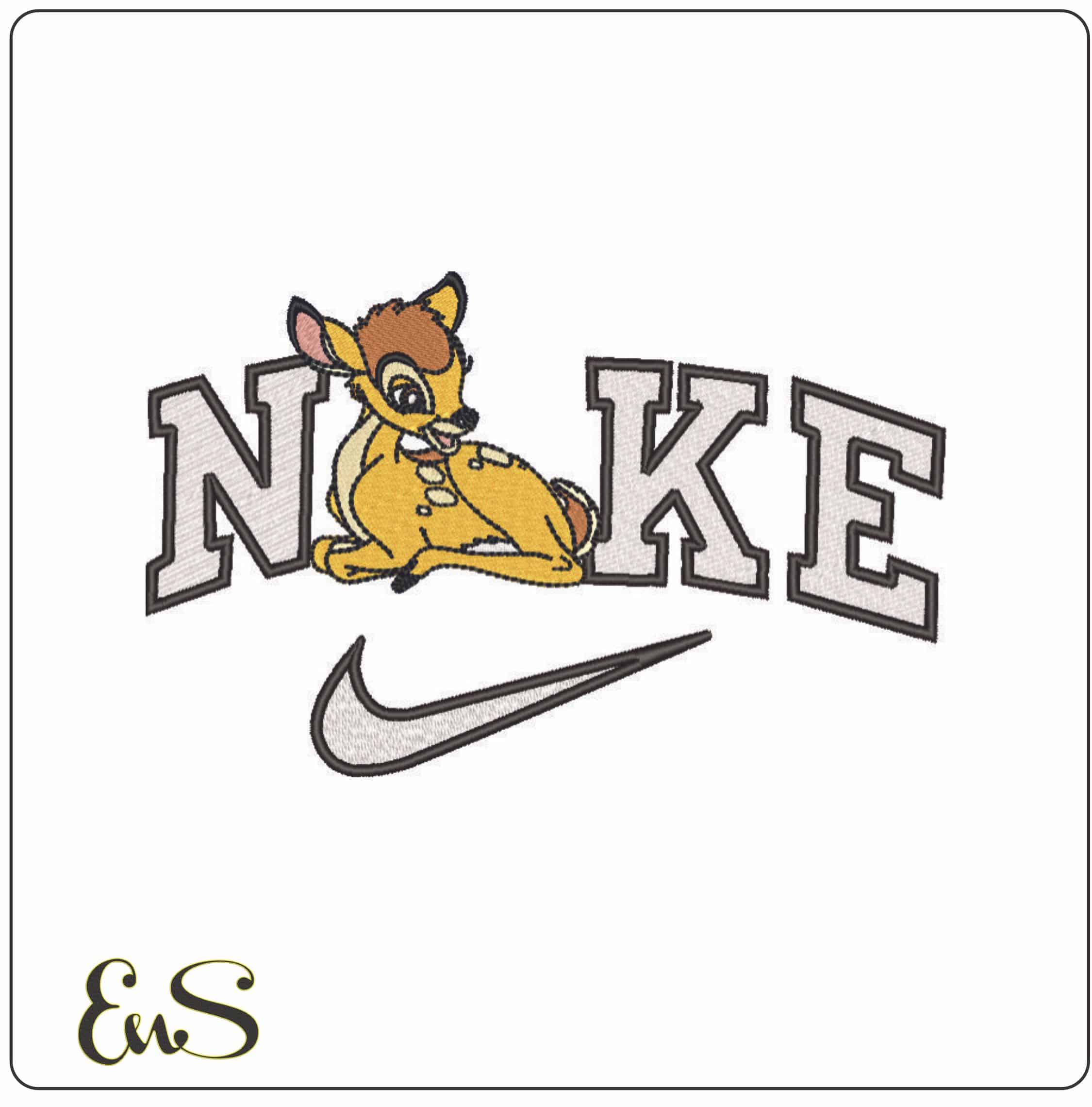 Nike Bambi - Elegant embroidery design file - instant download