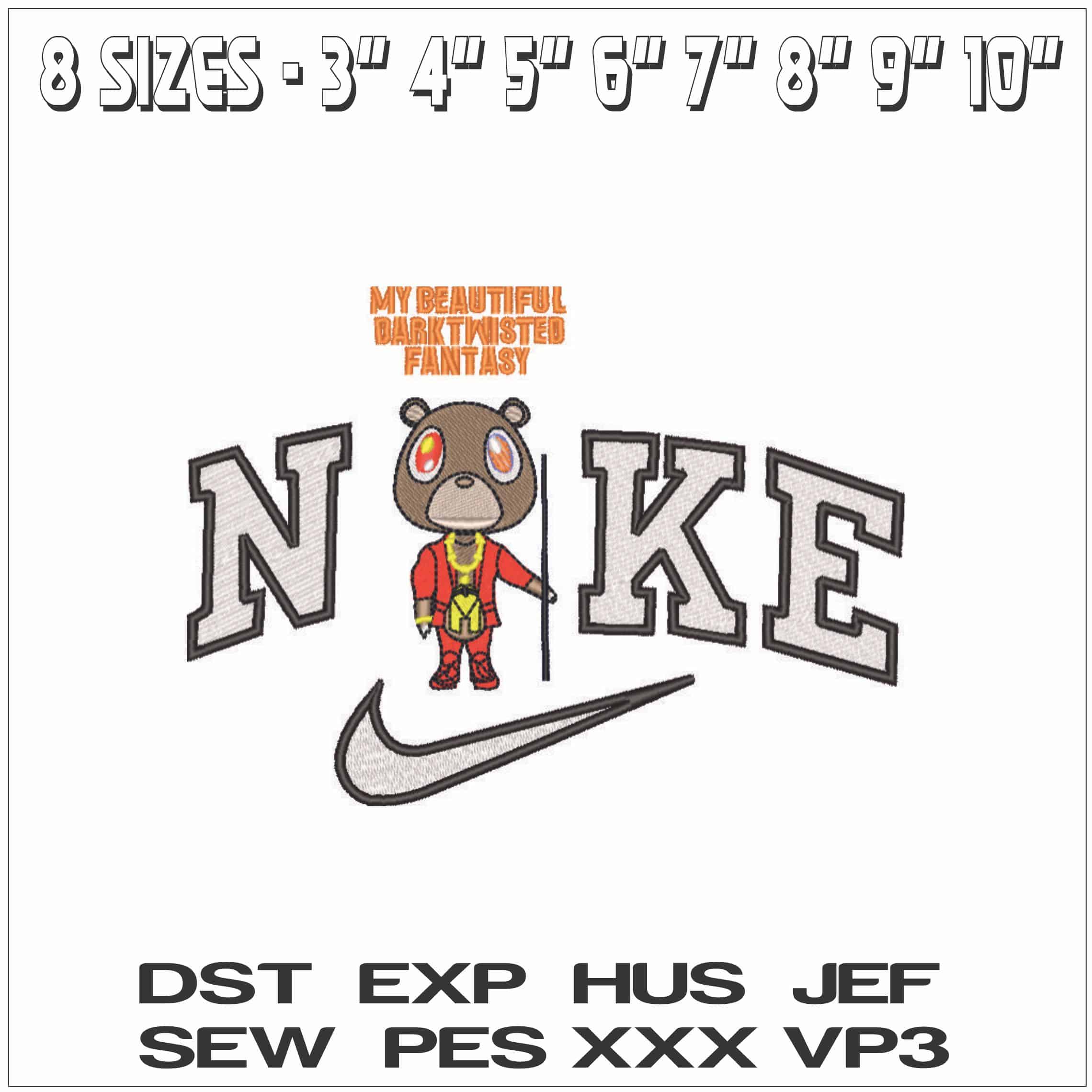Nike Beautiful Dark Twisted Fantasy Kanye West Yeeze - Elegant embroidery design file - instant download — view 2